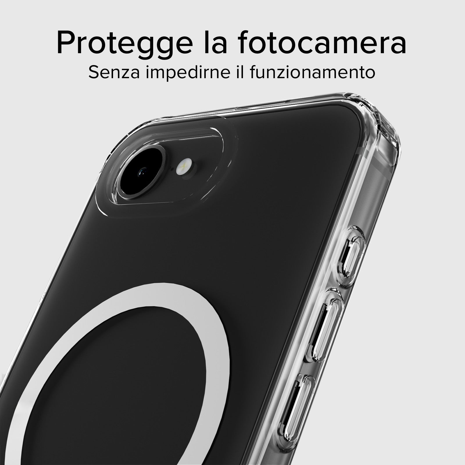 Coque transparente rigide, compatible recharge MagSafe pour iPhone 17e/16e