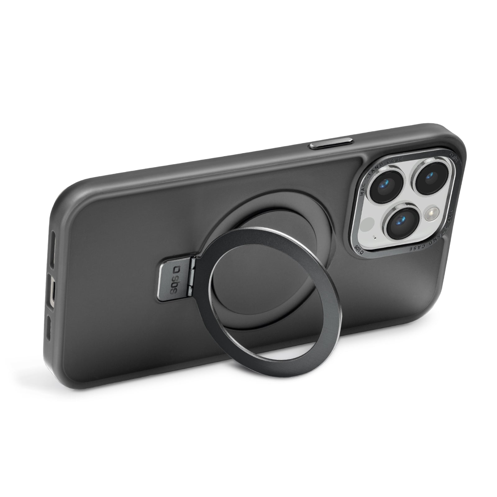 Cover compatibile ricarica MagSafe con anello stand per iPhone 14 Pro