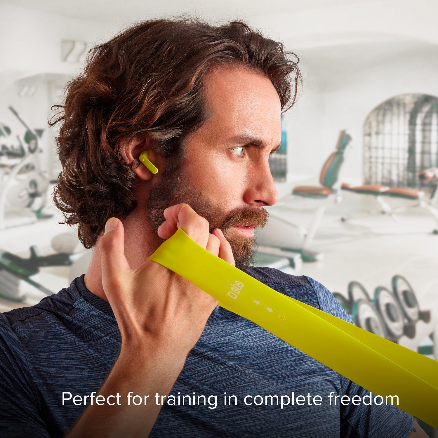 Kit con auricolari True Wireless Stereo e fasce elastiche
