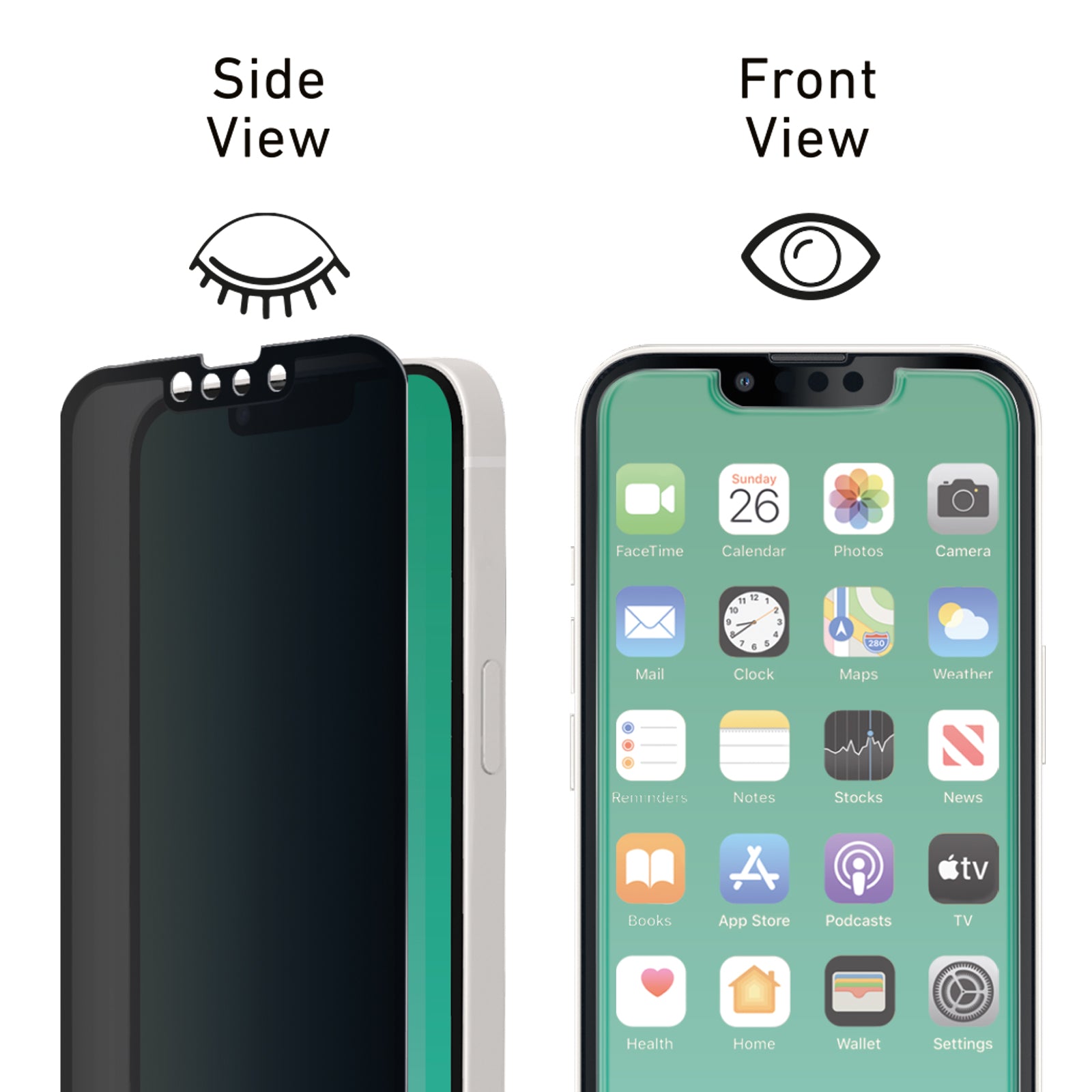 Glass screen protector Full Cover Privacy per iPhone 13/13 Pro