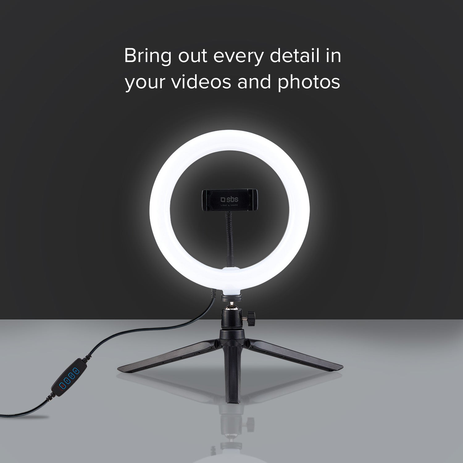 Anello LED con treppiede per video e foto
