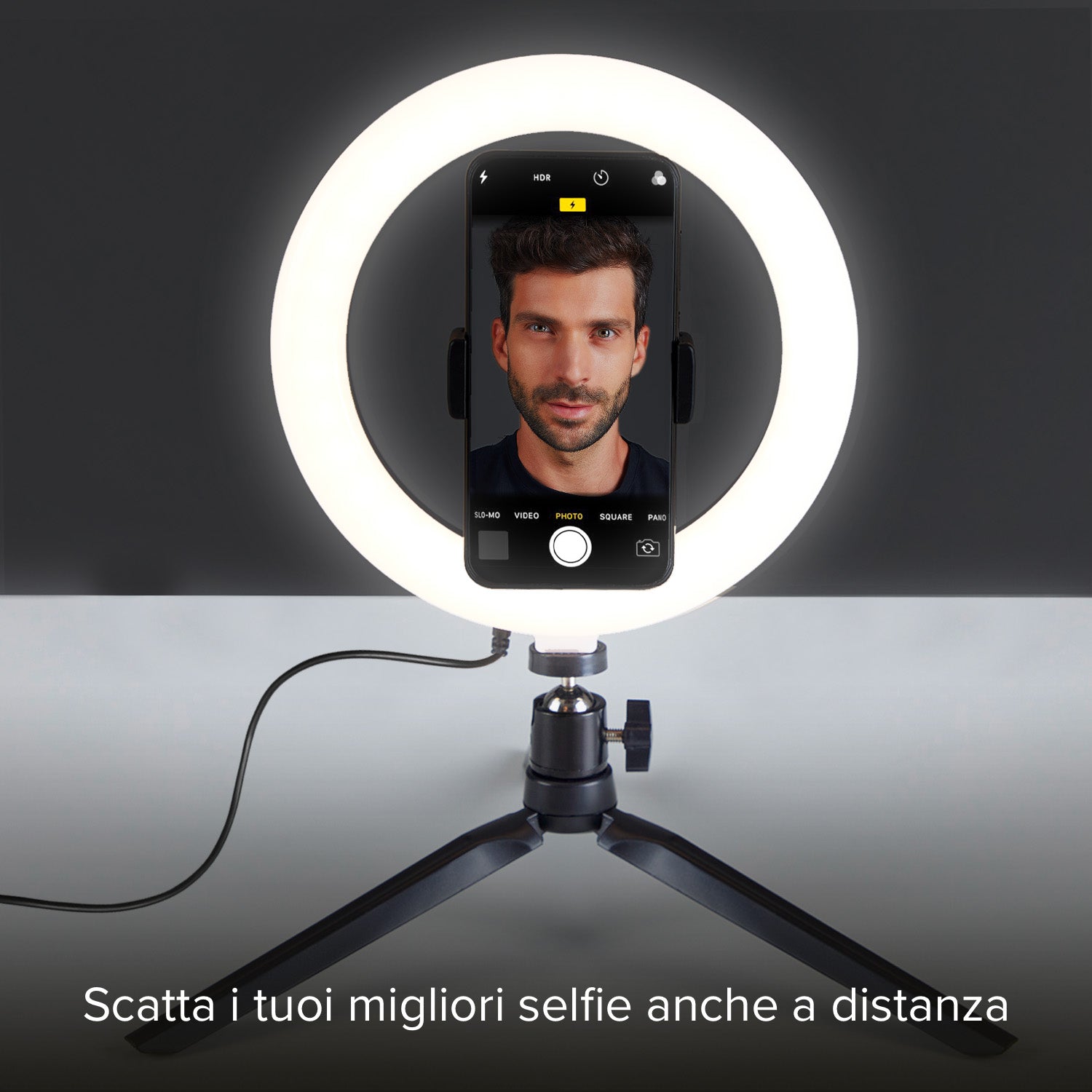 Anello LED con treppiede per video e foto