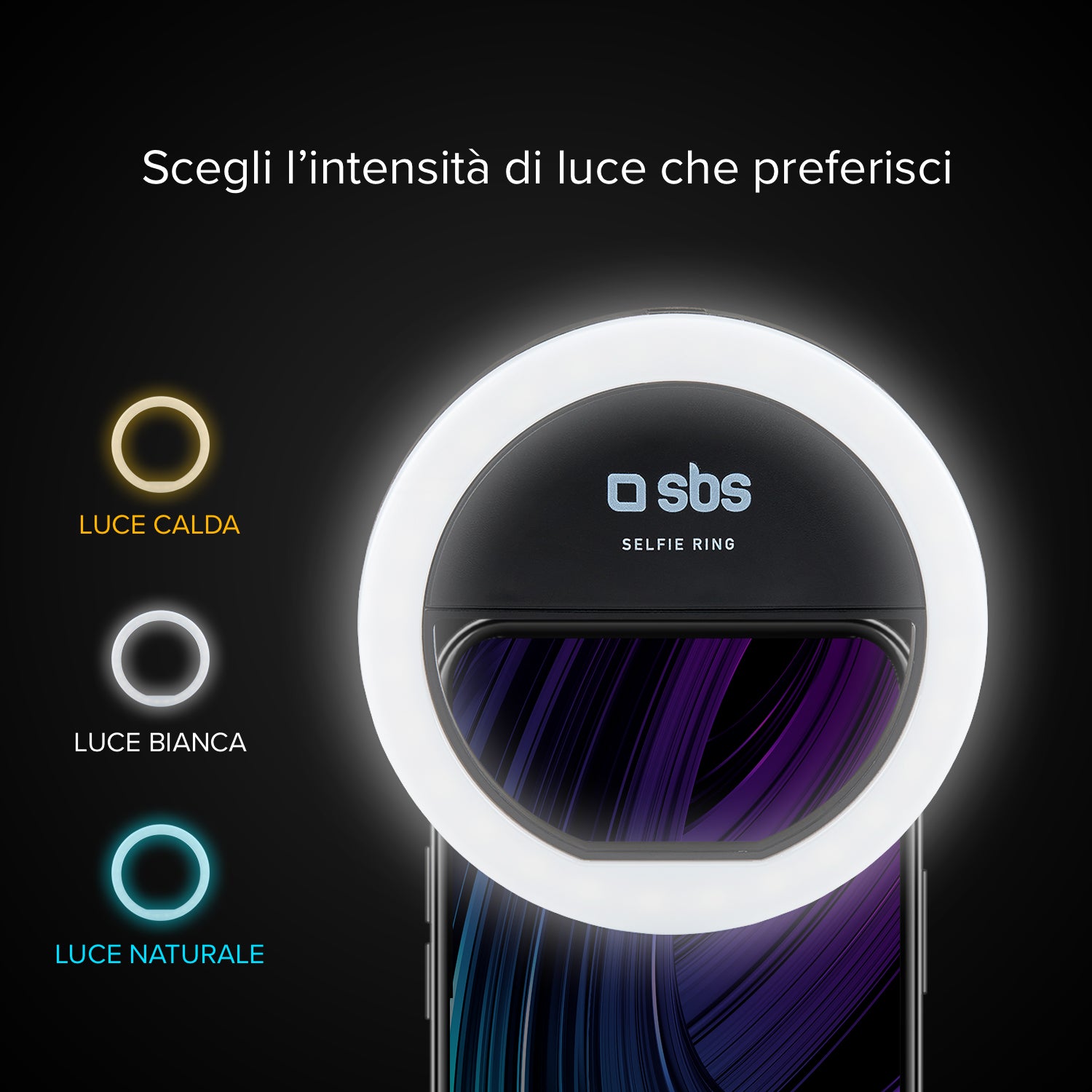 Anello LED universale con clip per video e foto