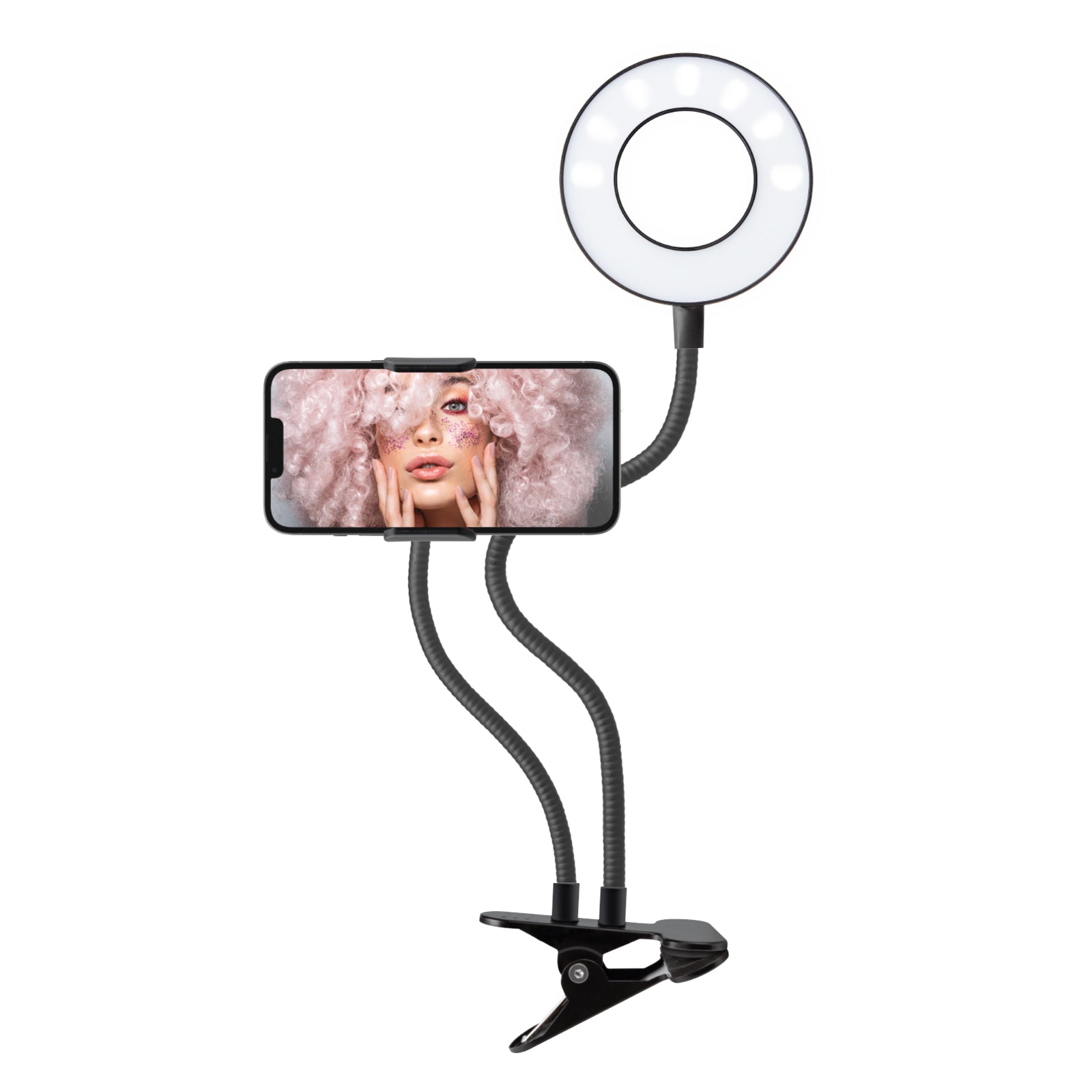 Anello LED snodabile con clip da tavolo