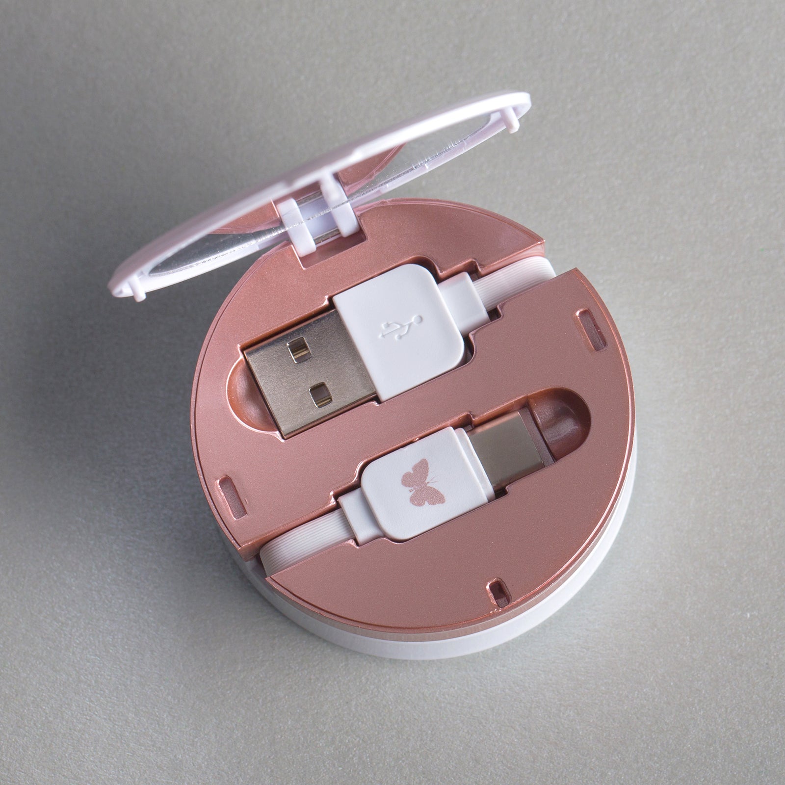 Cable de datos y carga retráctil Tipo C con espejo