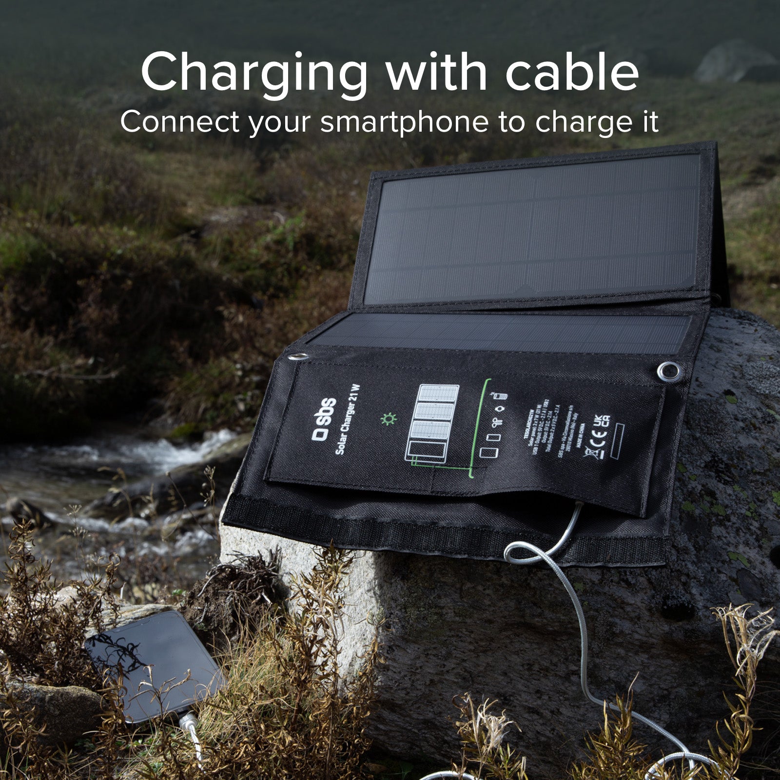 Caricatore caricabatterie portatile solare da 21 Watt