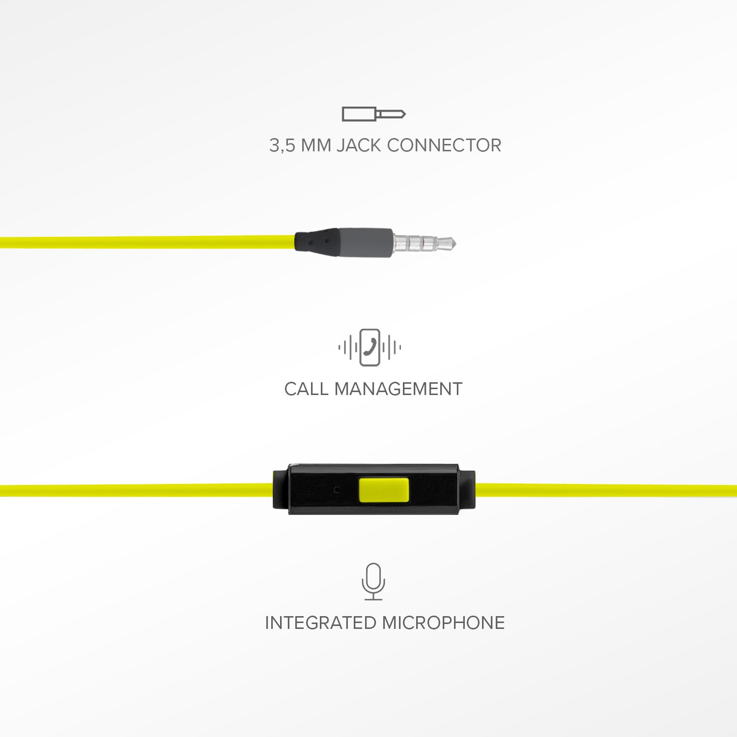 Kopfhörer mit Kabel Stereo In-Ear Runway Sport, 3,5 mm-Klinkenstecker mit Mikrofon und Antworttaste