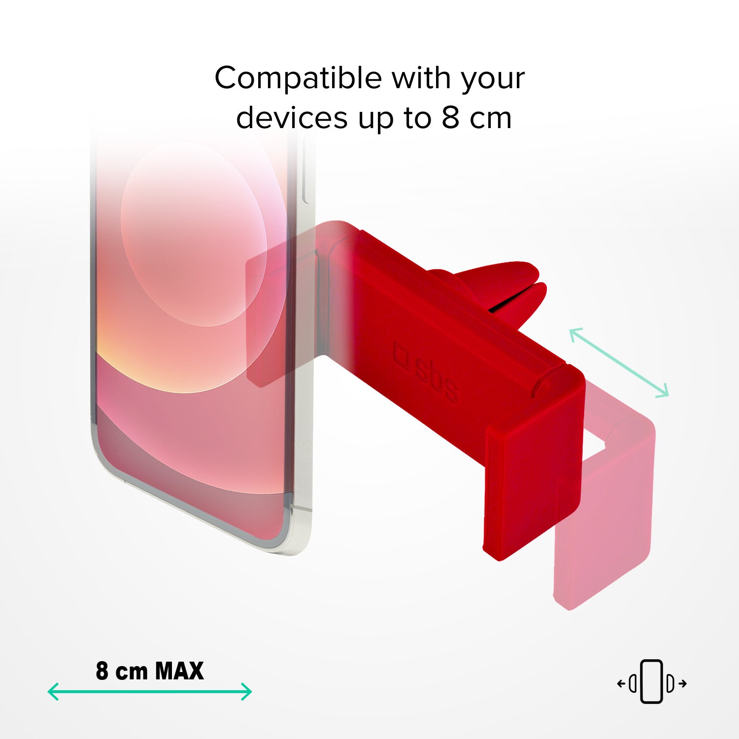 Soporte de auto para smartphone de hasta 80 mm