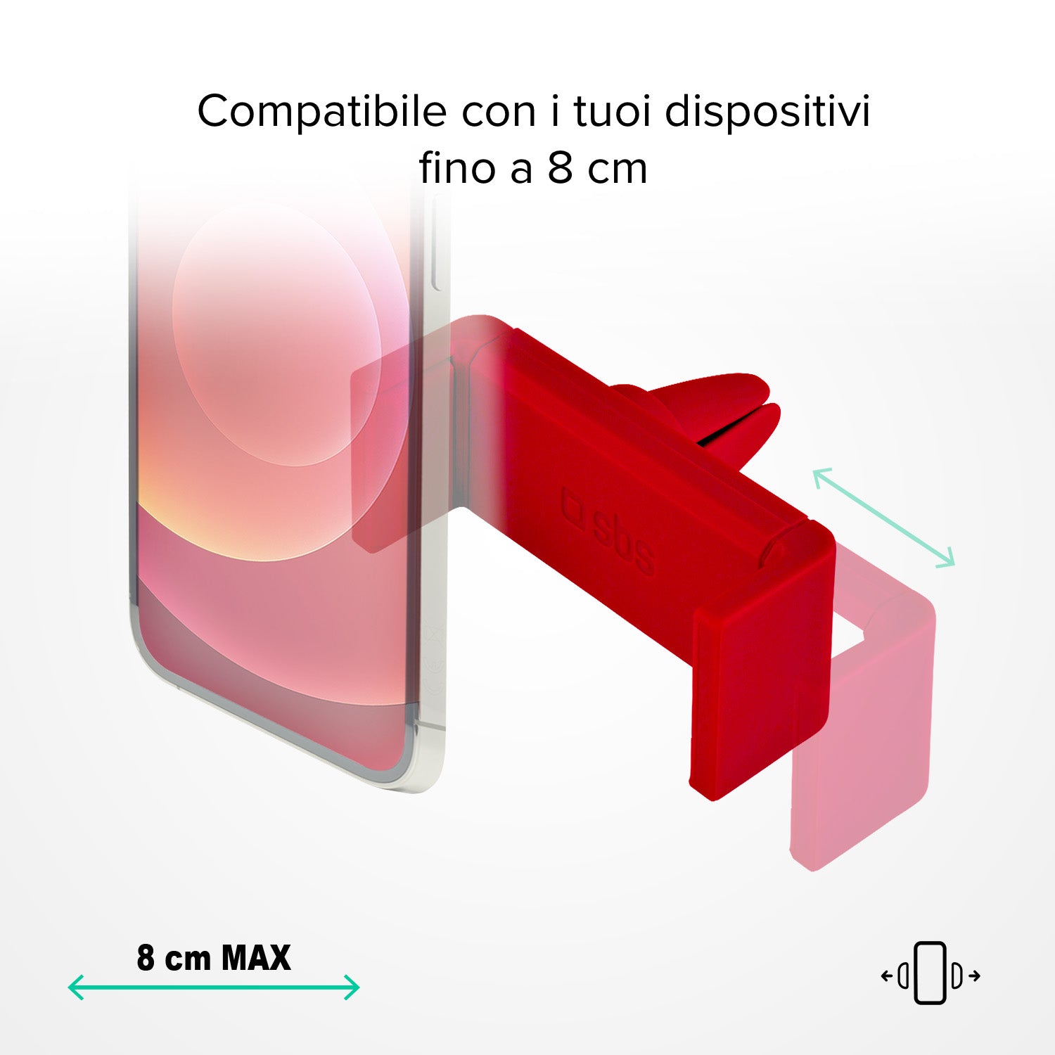 Soporte de auto para smartphone de hasta 80 mm