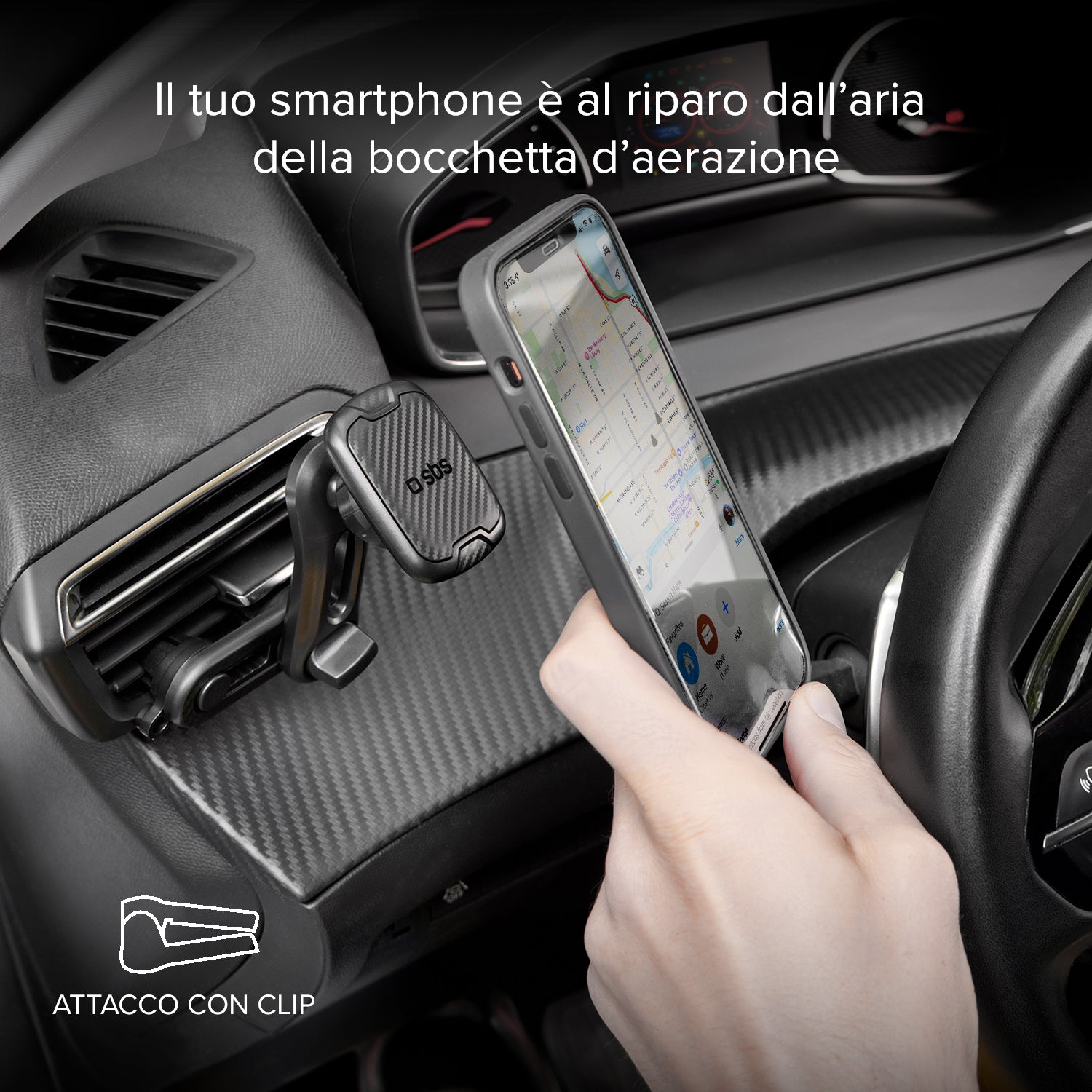 Alaska - Supporto auto magnetico per telefono con fissaggio a doppia clip