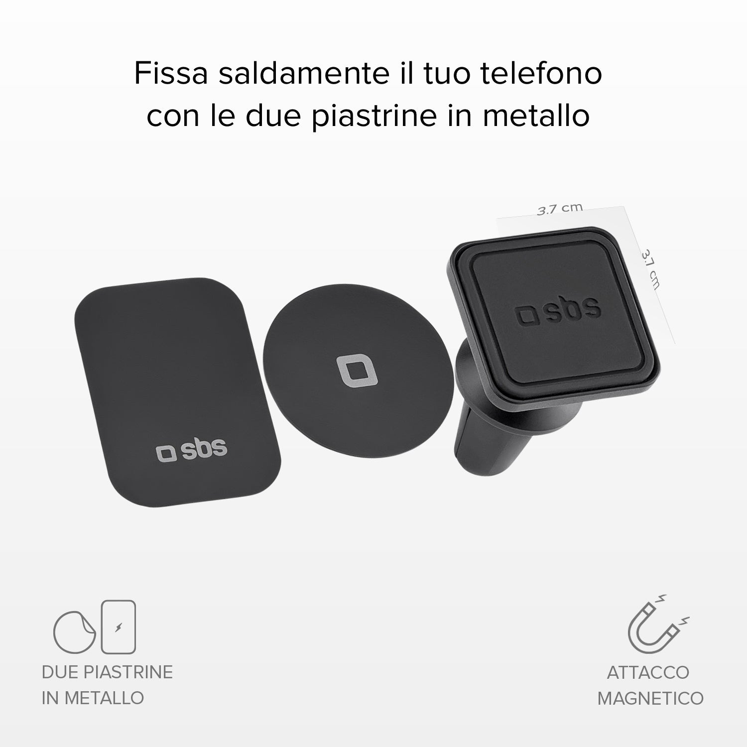 Supporto auto quadrato magnetico per telefono con fissaggio a clip