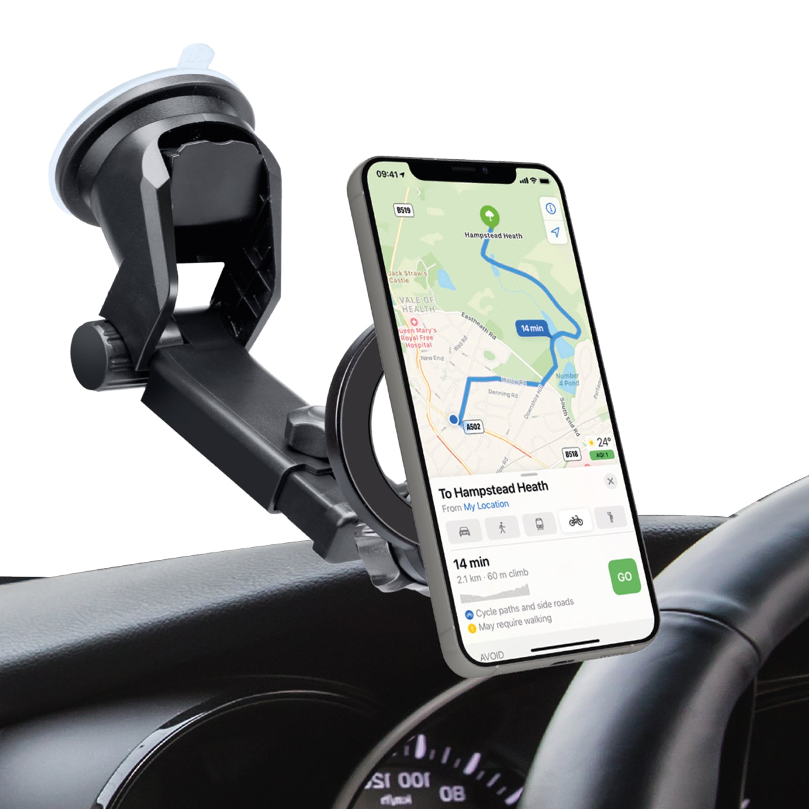 Supporto auto magnetico per cruscotto e parabrezza compatibile con MagSafe