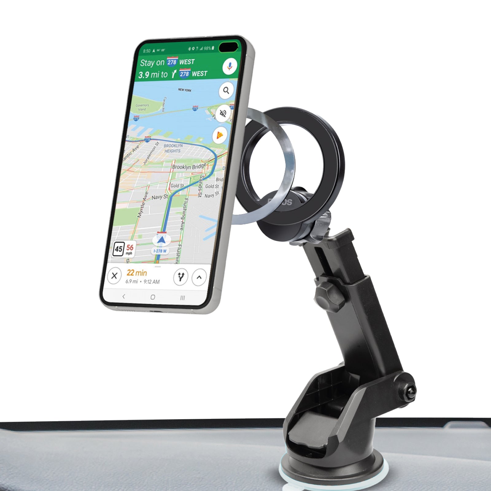 Supporto auto magnetico per cruscotto e parabrezza compatibile con MagSafe