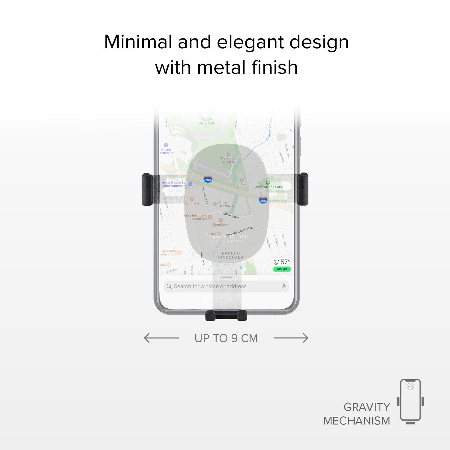 Gravity - Supporto auto per telefono con meccanismo a gravità
