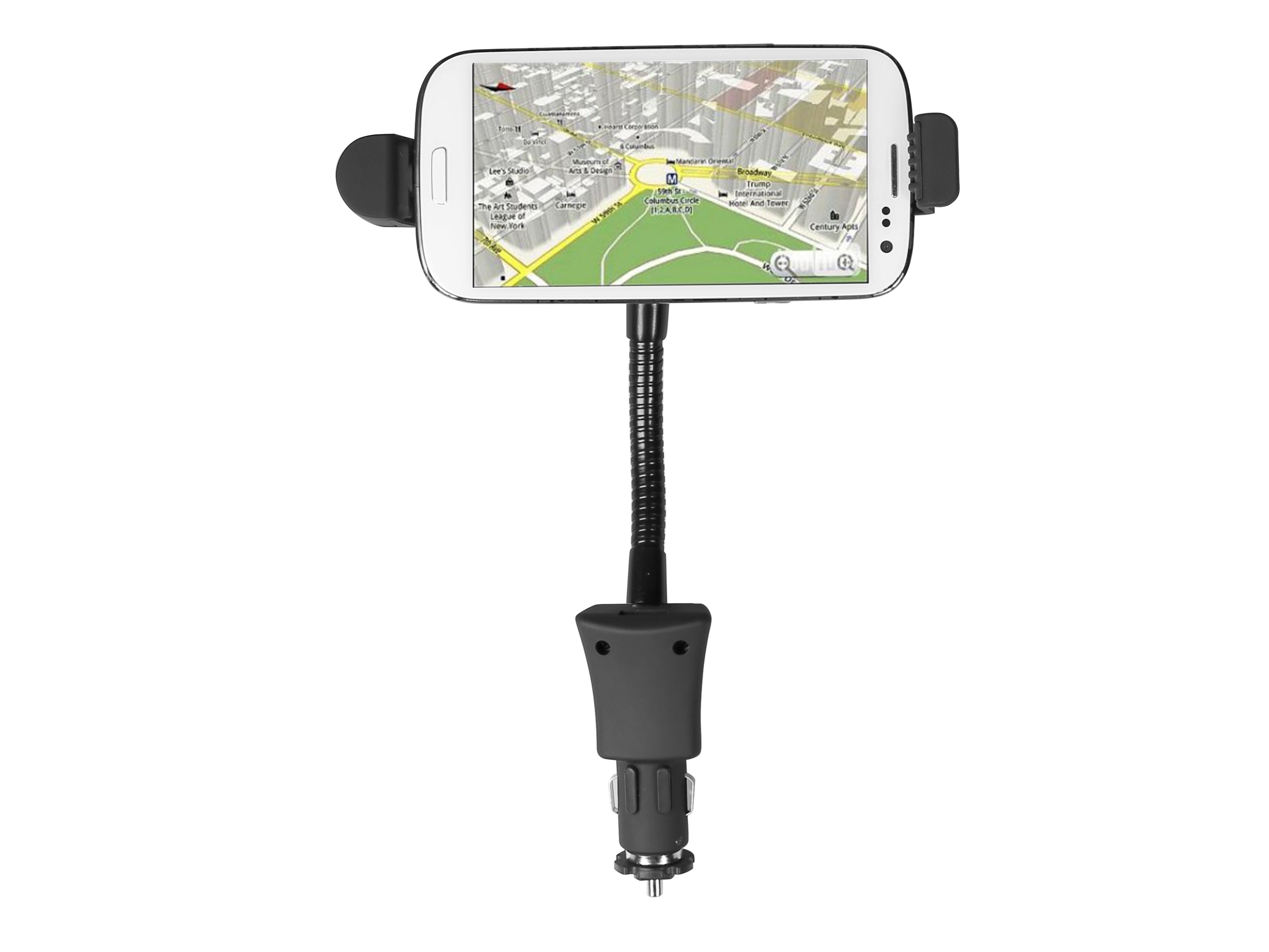 Soporte de coche con conector micro USB y puerto USB para smartphone hasta 5.5"