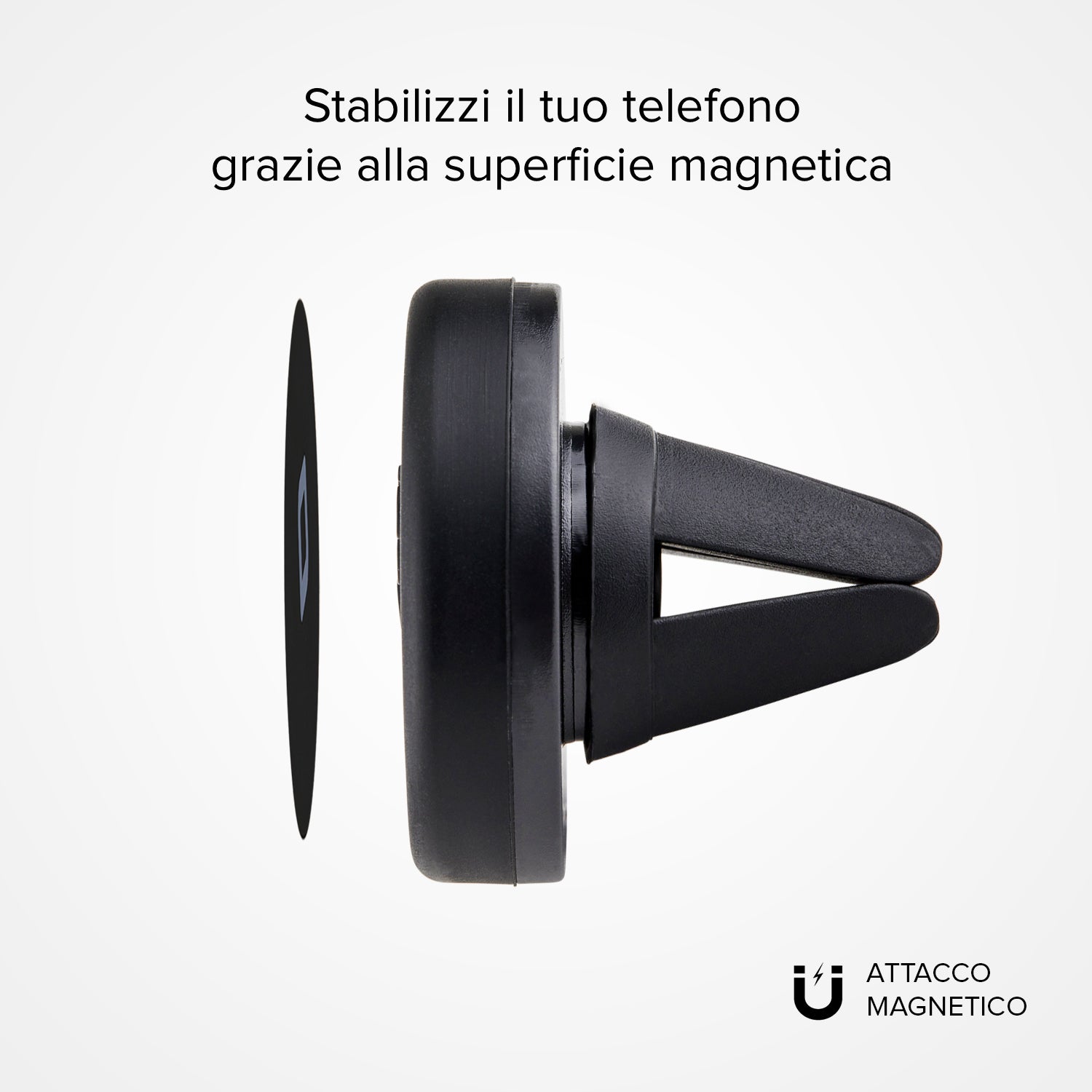 Supporto auto rotondo magnetico per telefono con fissaggio a clip