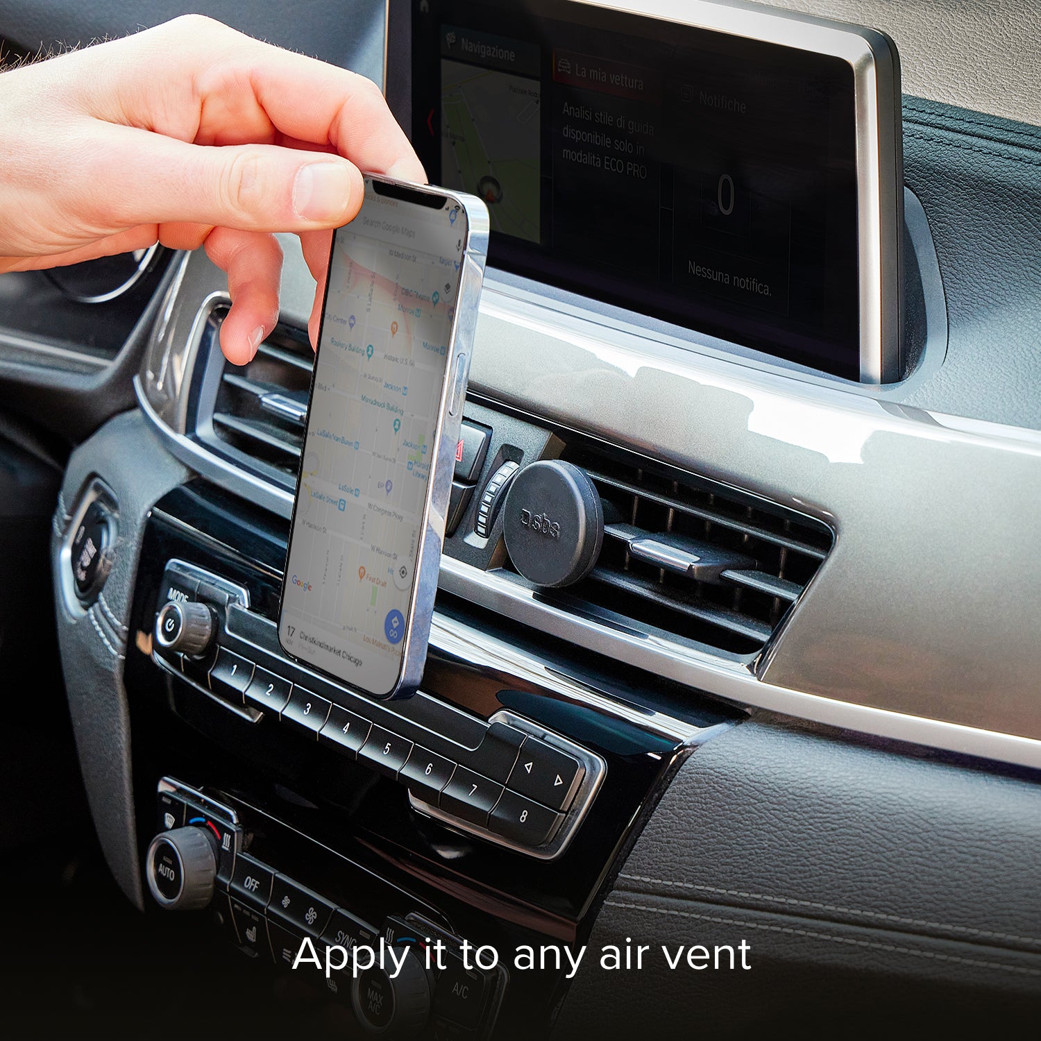 Supporto auto rotondo magnetico per telefono con fissaggio a clip