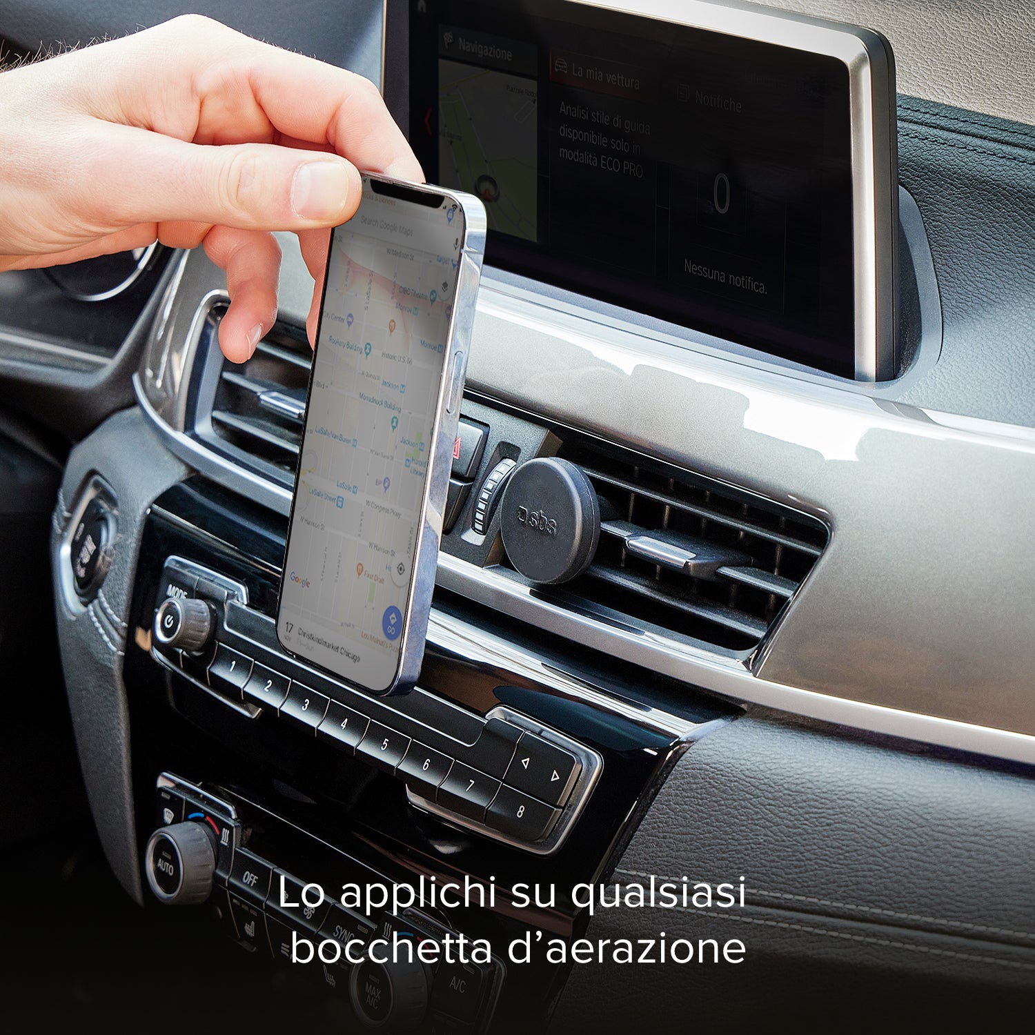 Supporto auto rotondo magnetico per telefono con fissaggio a clip
