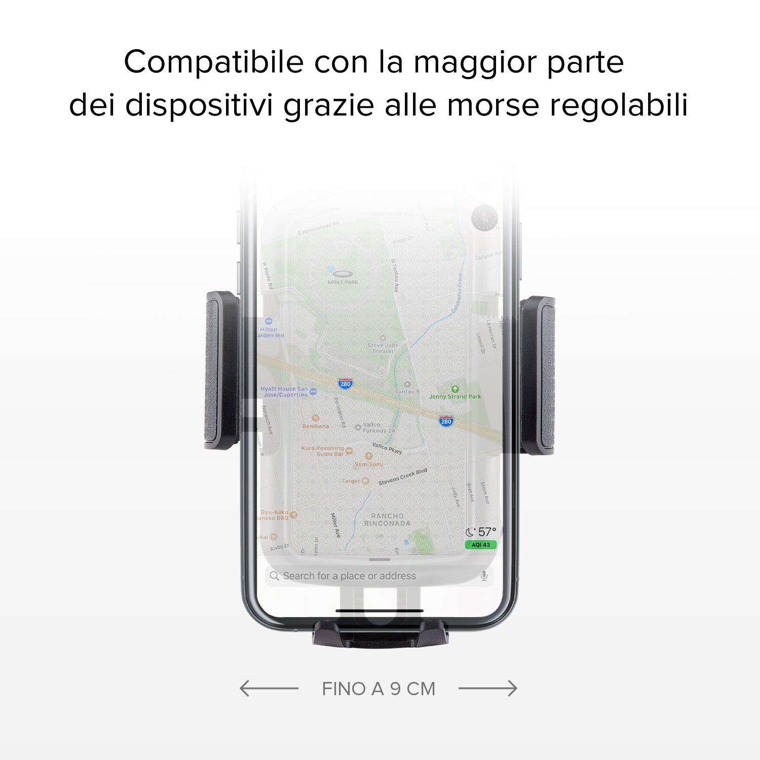 Supporto auto per telefono con fissaggio a ventosa