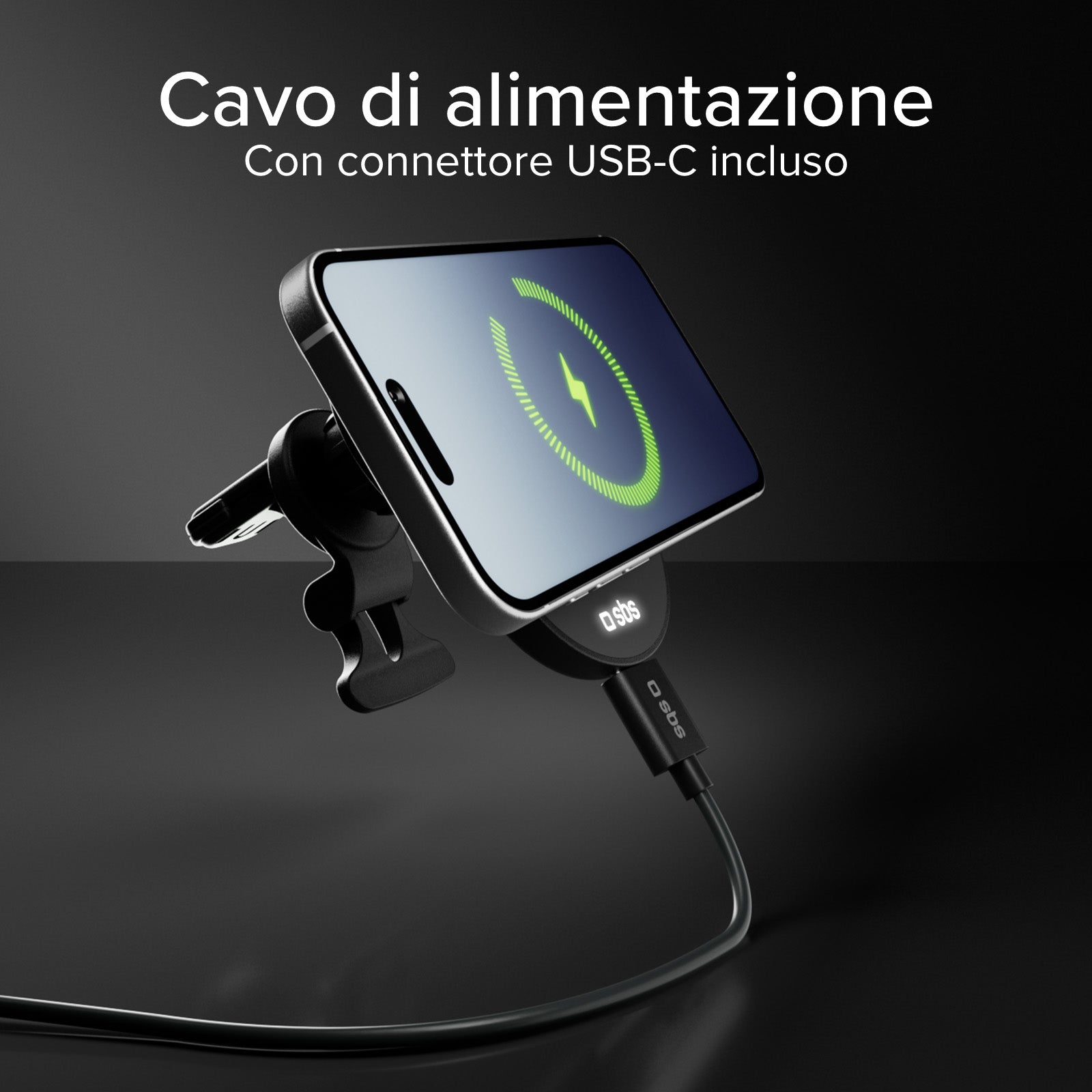 Supporto auto con ricarica magnetica Qi2.2 da 25 W e ventola di raffreddamento