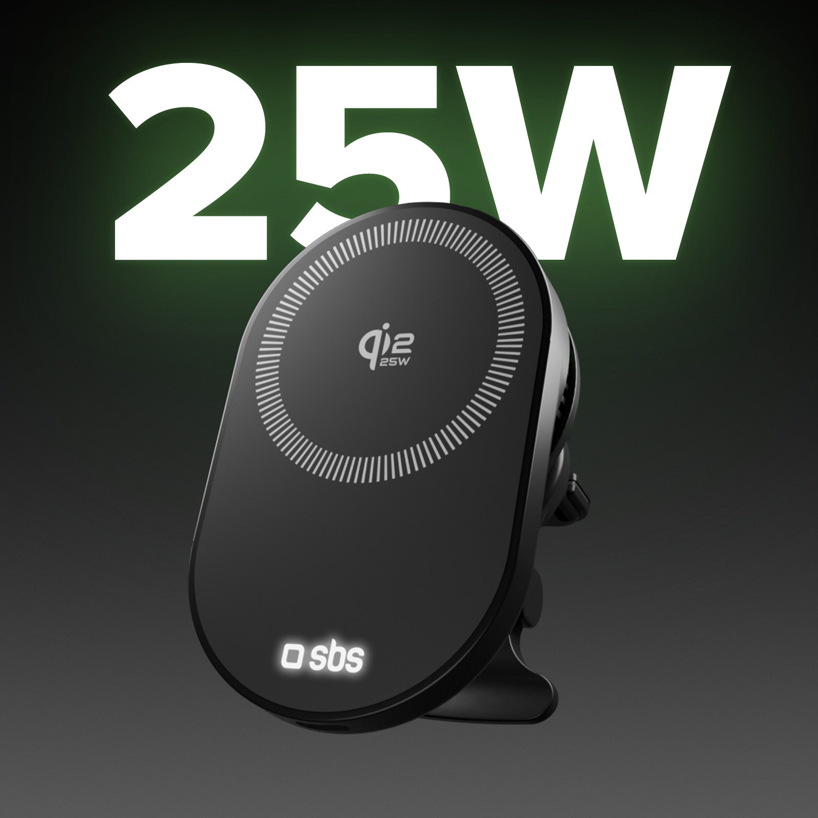 Supporto auto con ricarica magnetica Qi2.2 da 25 W e ventola di raffreddamento