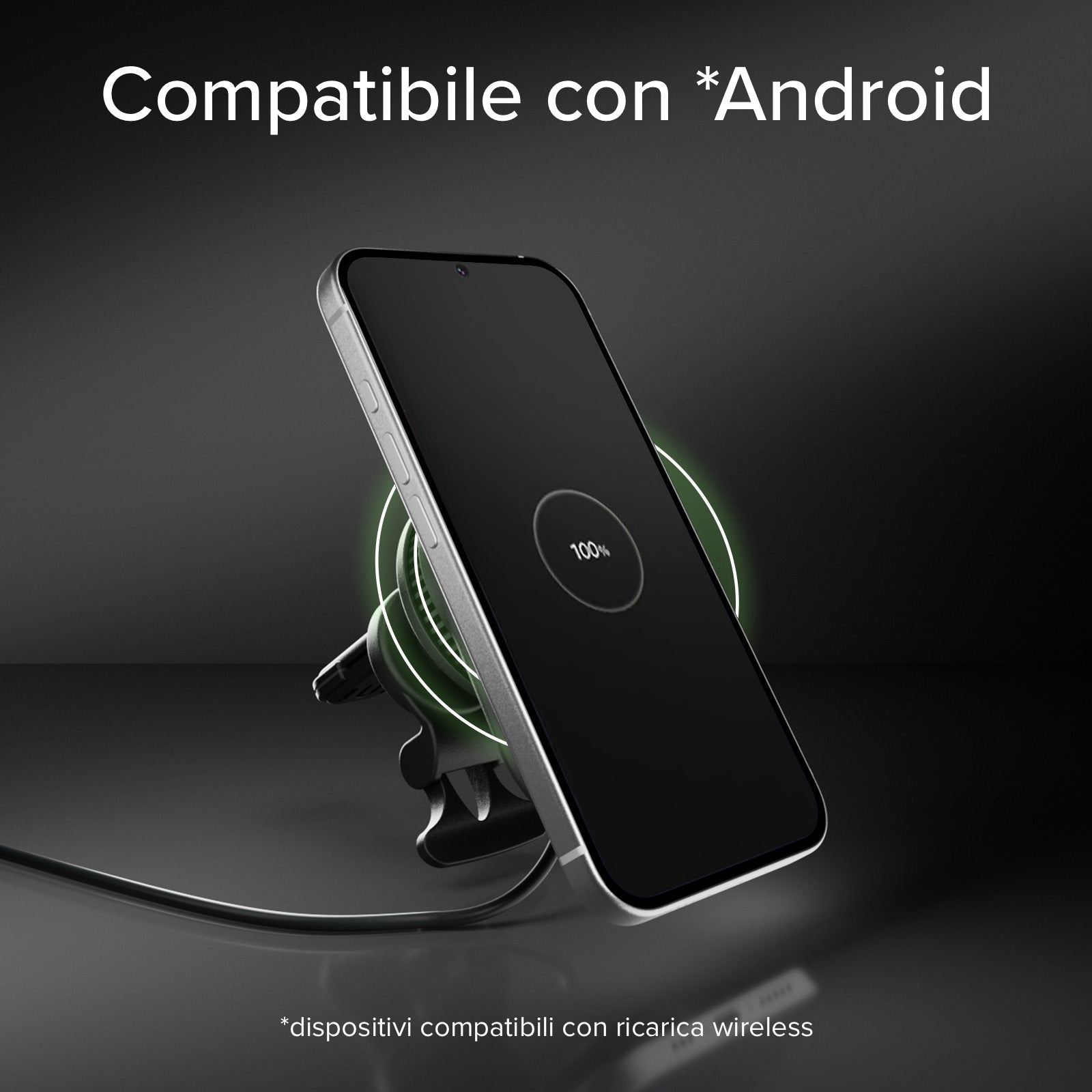 Supporto auto con ricarica magnetica Qi2.2 da 25 W e ventola di raffreddamento