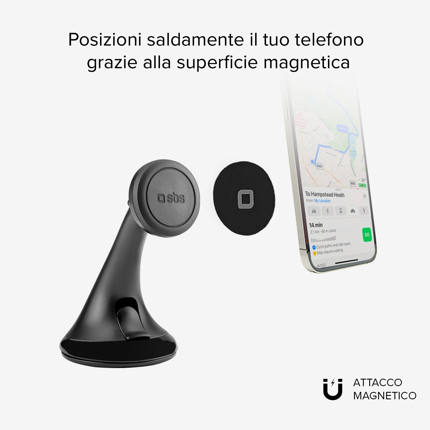 Wind Wide - Supporto auto orientabile per telefono con fissaggio a ventosa