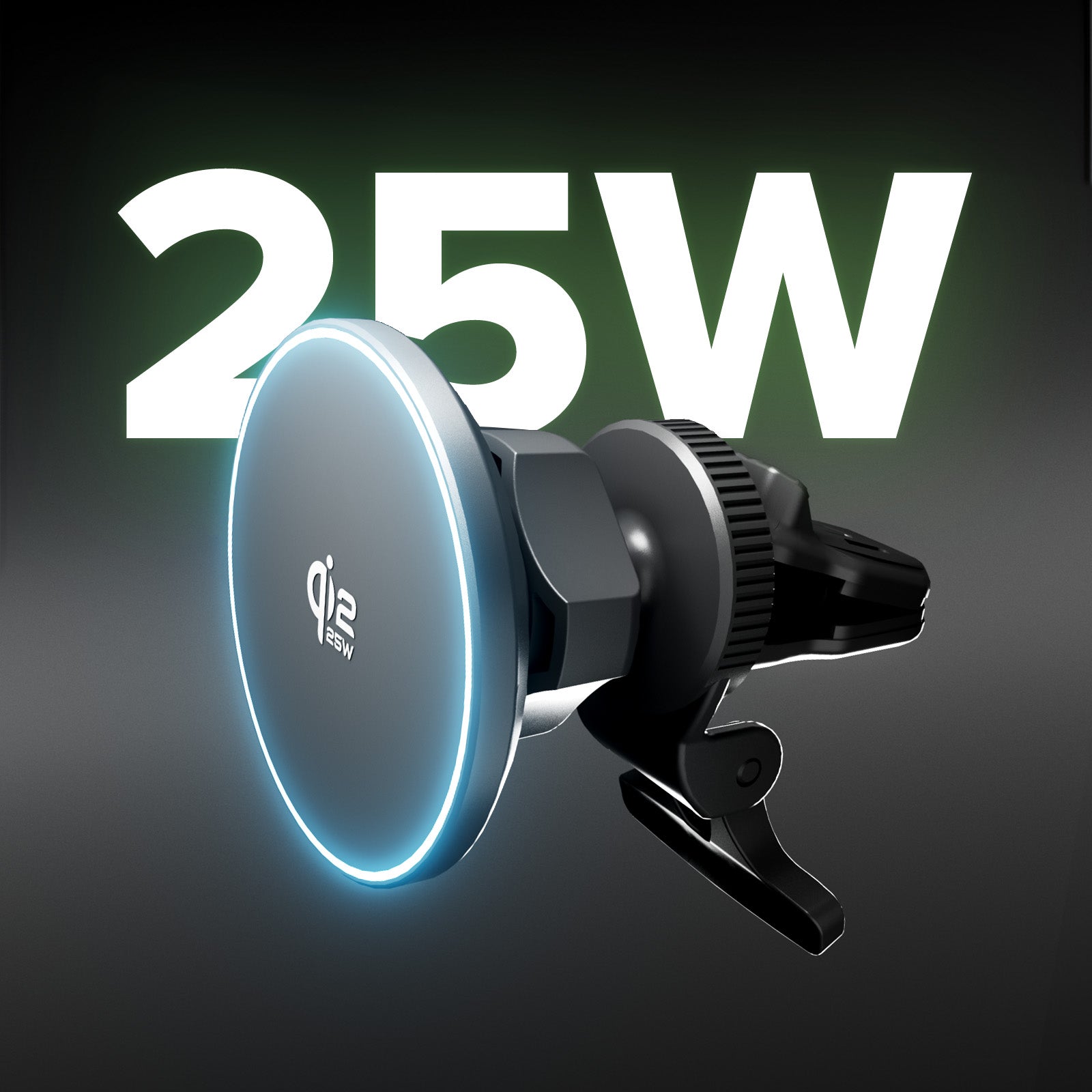 Magnetische Kfz-Halterung mit 25W Qi2.2 Wireless-Laden und LED für Lüftungsschlitz