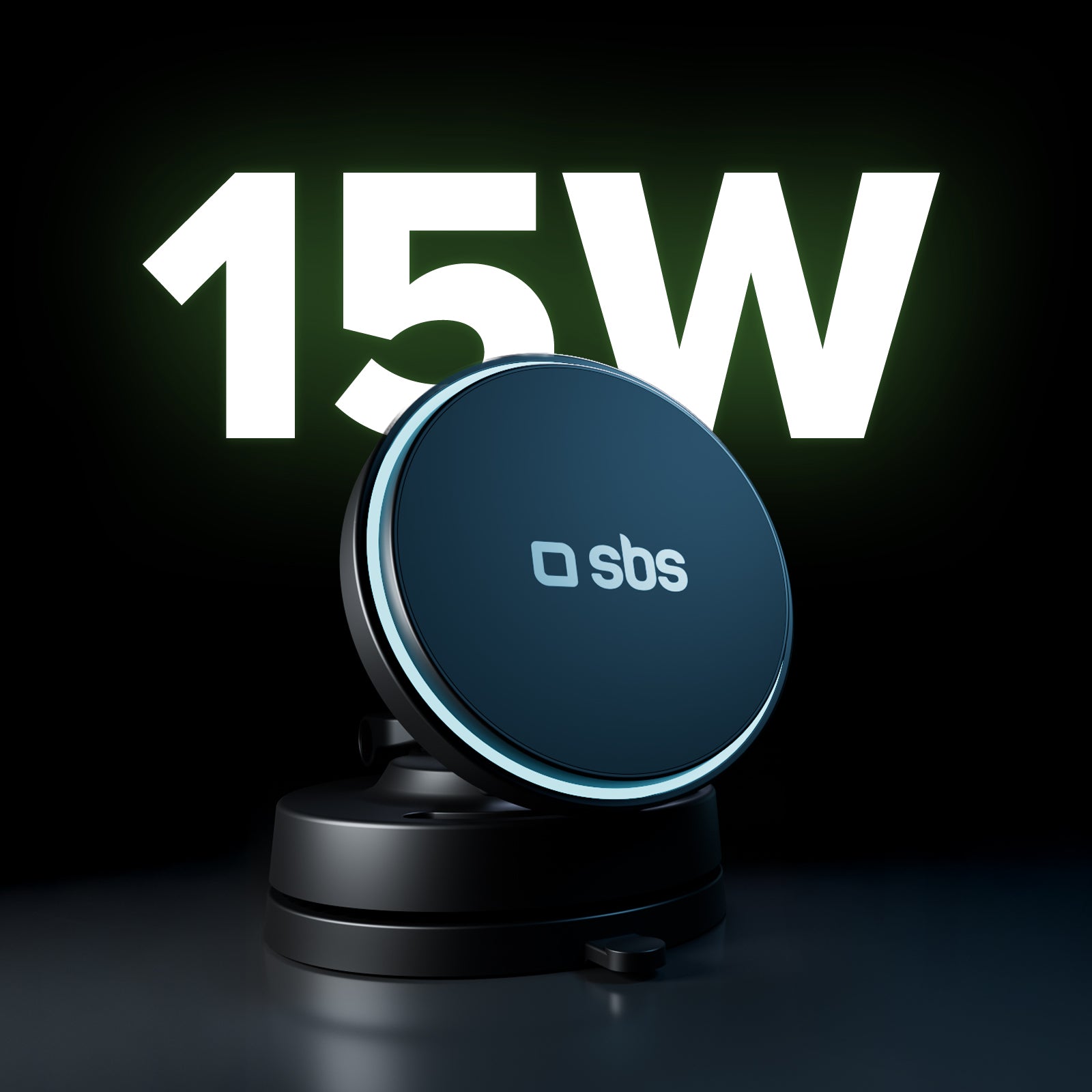 Magnetic wireless car mount 15W with suction cup and 360° rotation