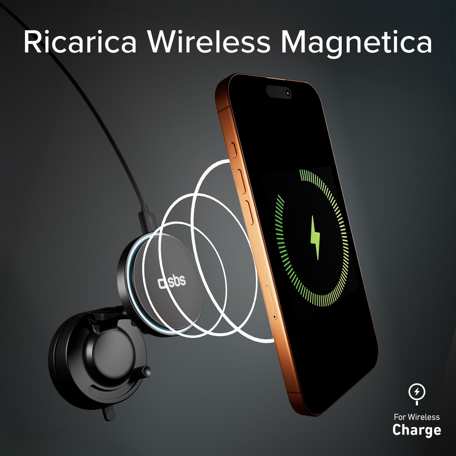 Magnetic wireless car mount 15W with suction cup and 360° rotation