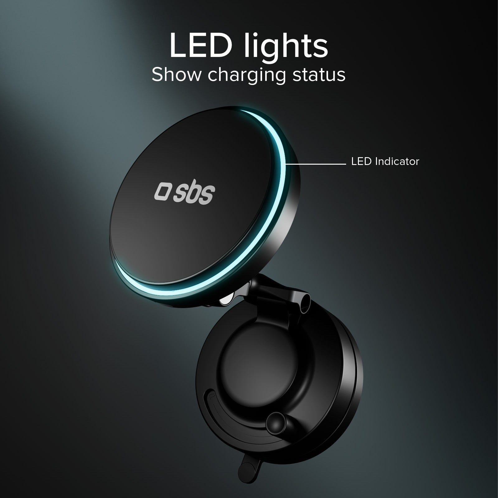 Magnetic wireless car mount 15W with suction cup and 360° rotation