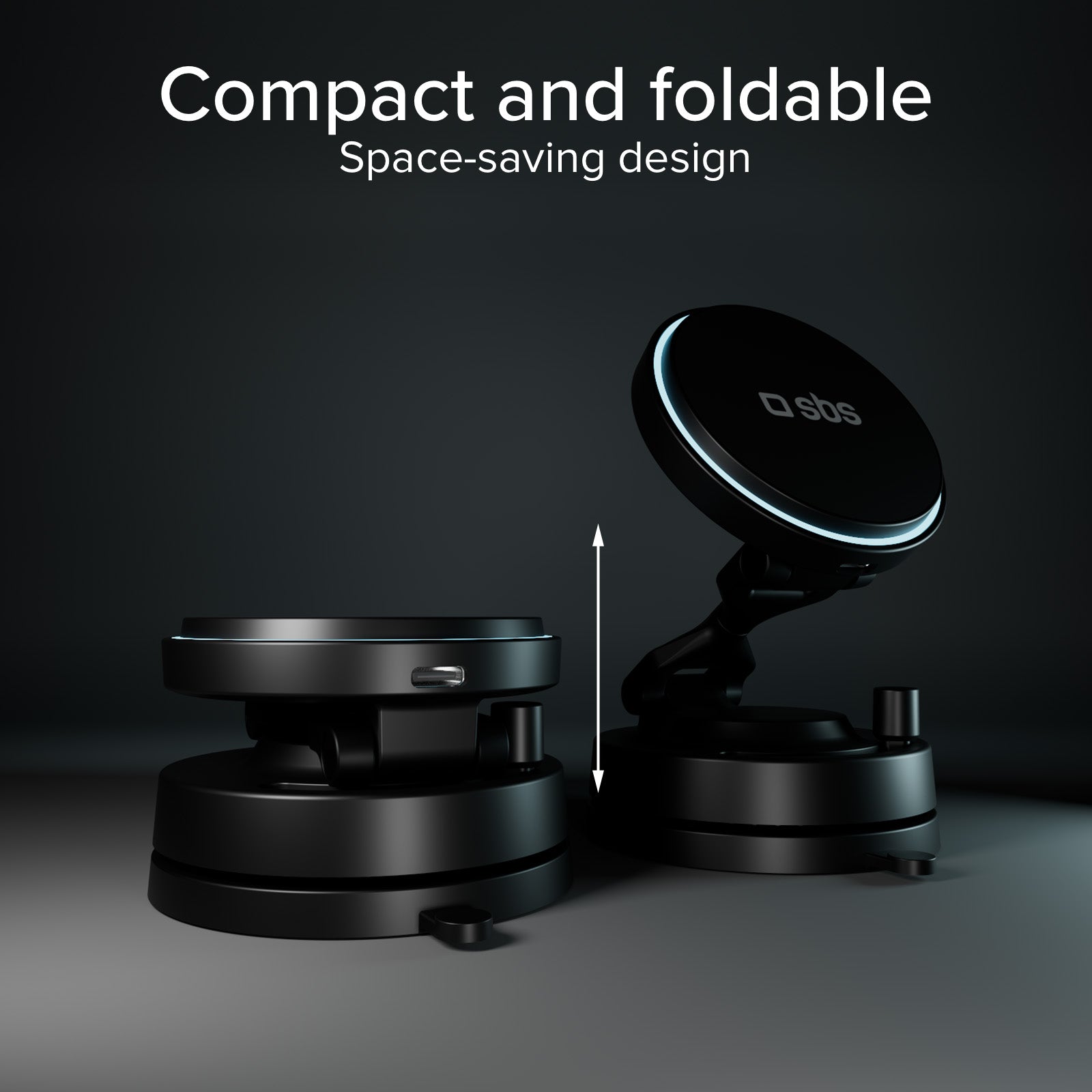 Magnetic wireless car mount 15W with suction cup and 360° rotation