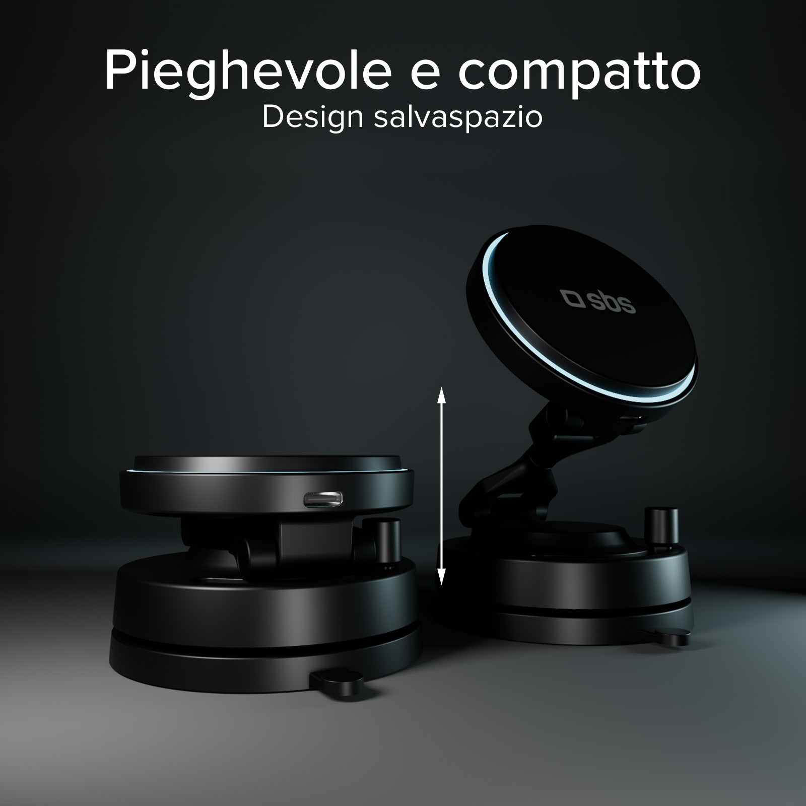 Magnetic wireless car mount 15W with suction cup and 360° rotation