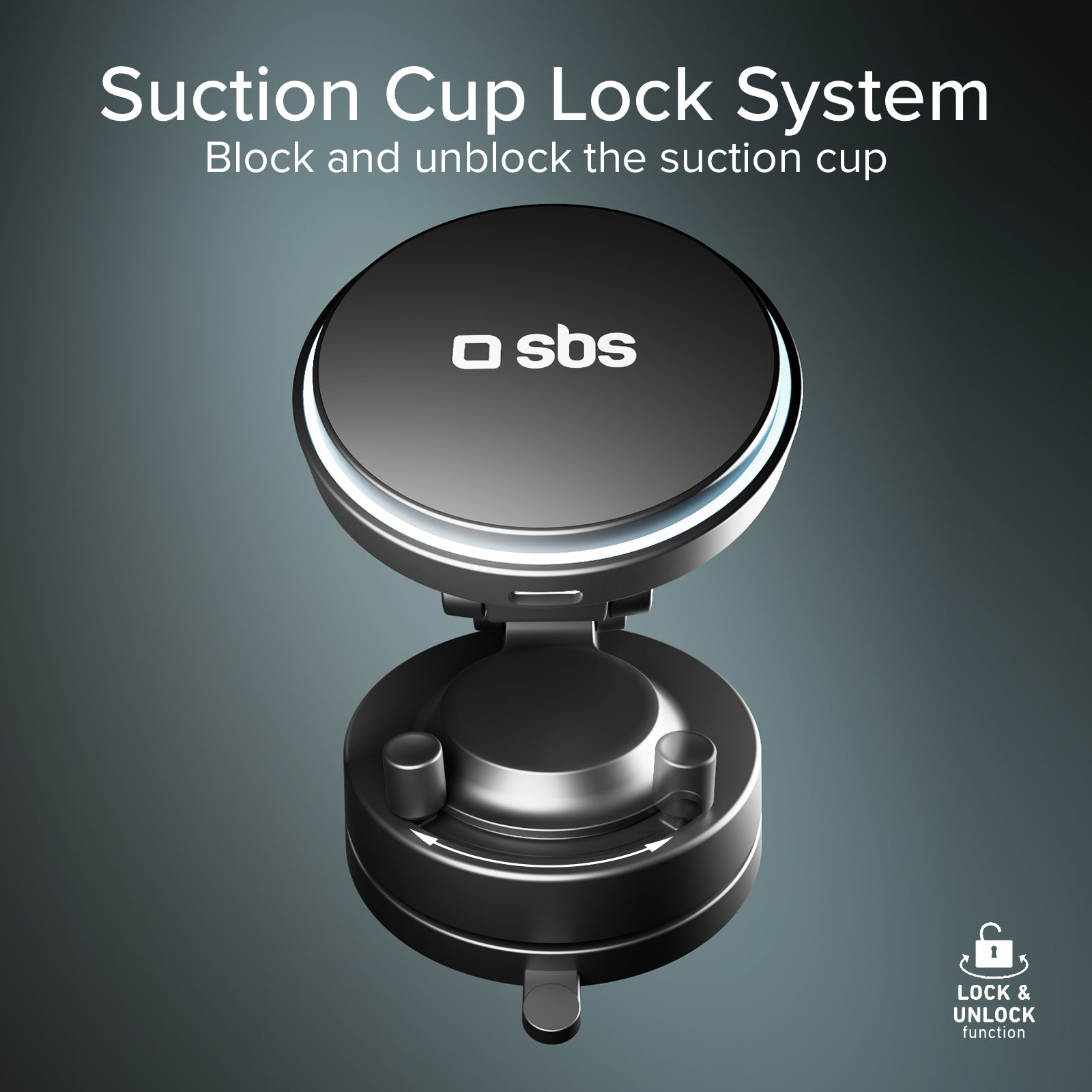 Magnetic wireless car mount 15W with suction cup and 360° rotation