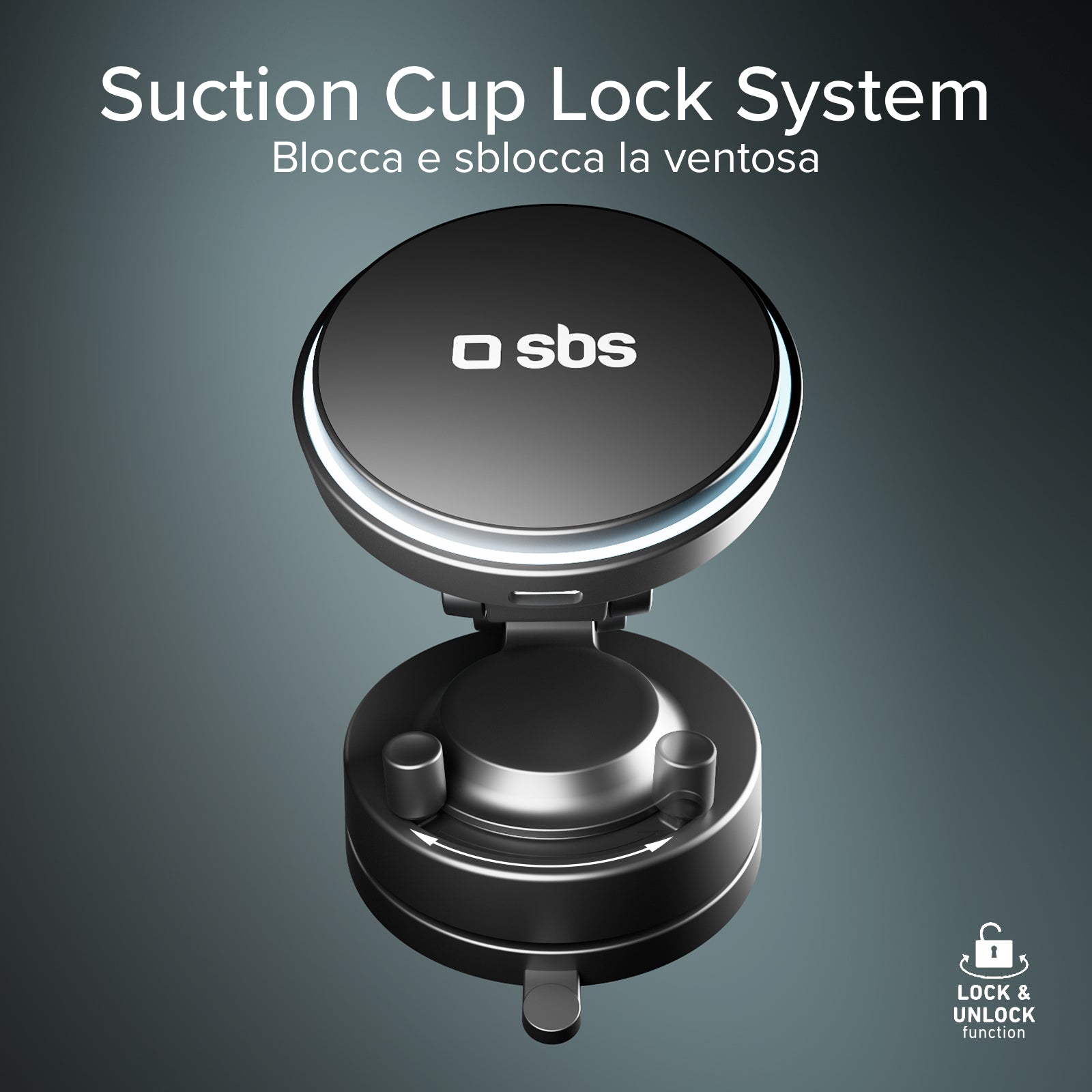 Magnetic wireless car mount 15W with suction cup and 360° rotation