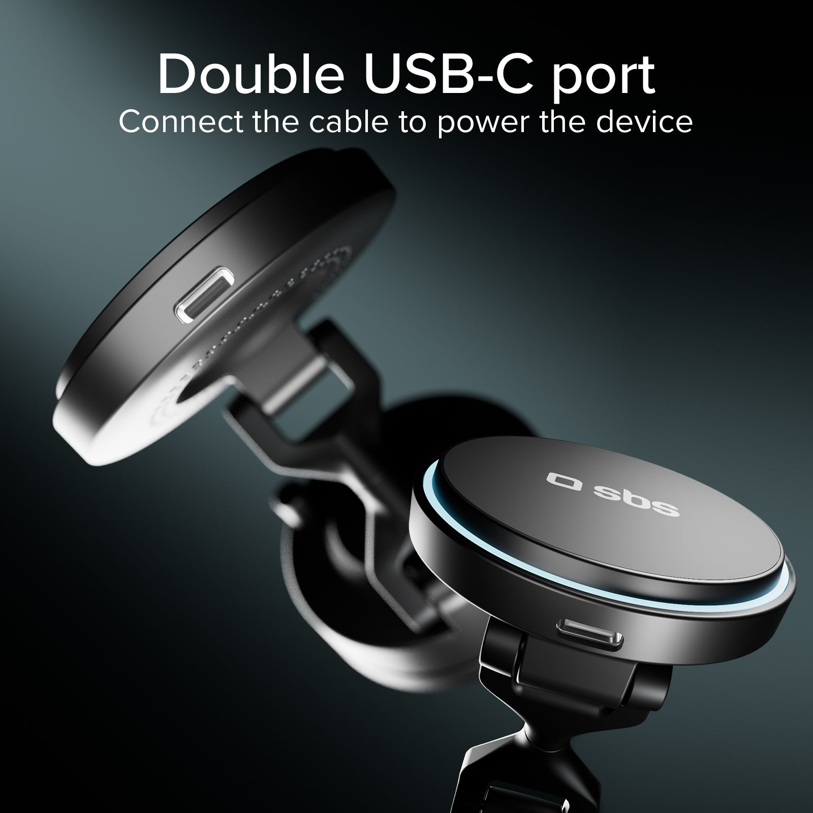 Magnetic wireless car mount 15W with suction cup and 360° rotation