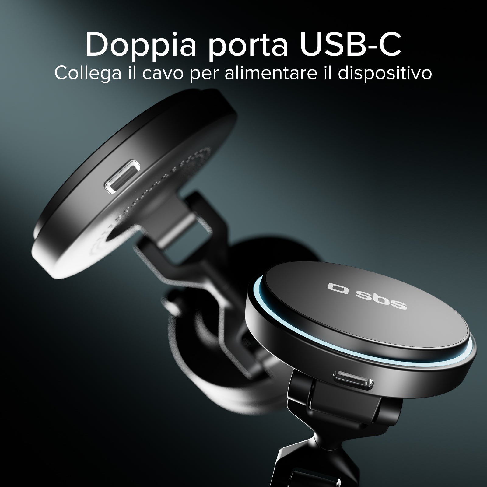 Magnetic wireless car mount 15W with suction cup and 360° rotation