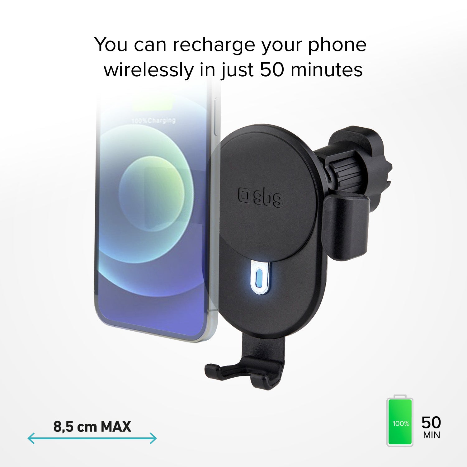 Auto-Halterung 15 W Wireless mit Gravity-Verschluss mit Schnellladung