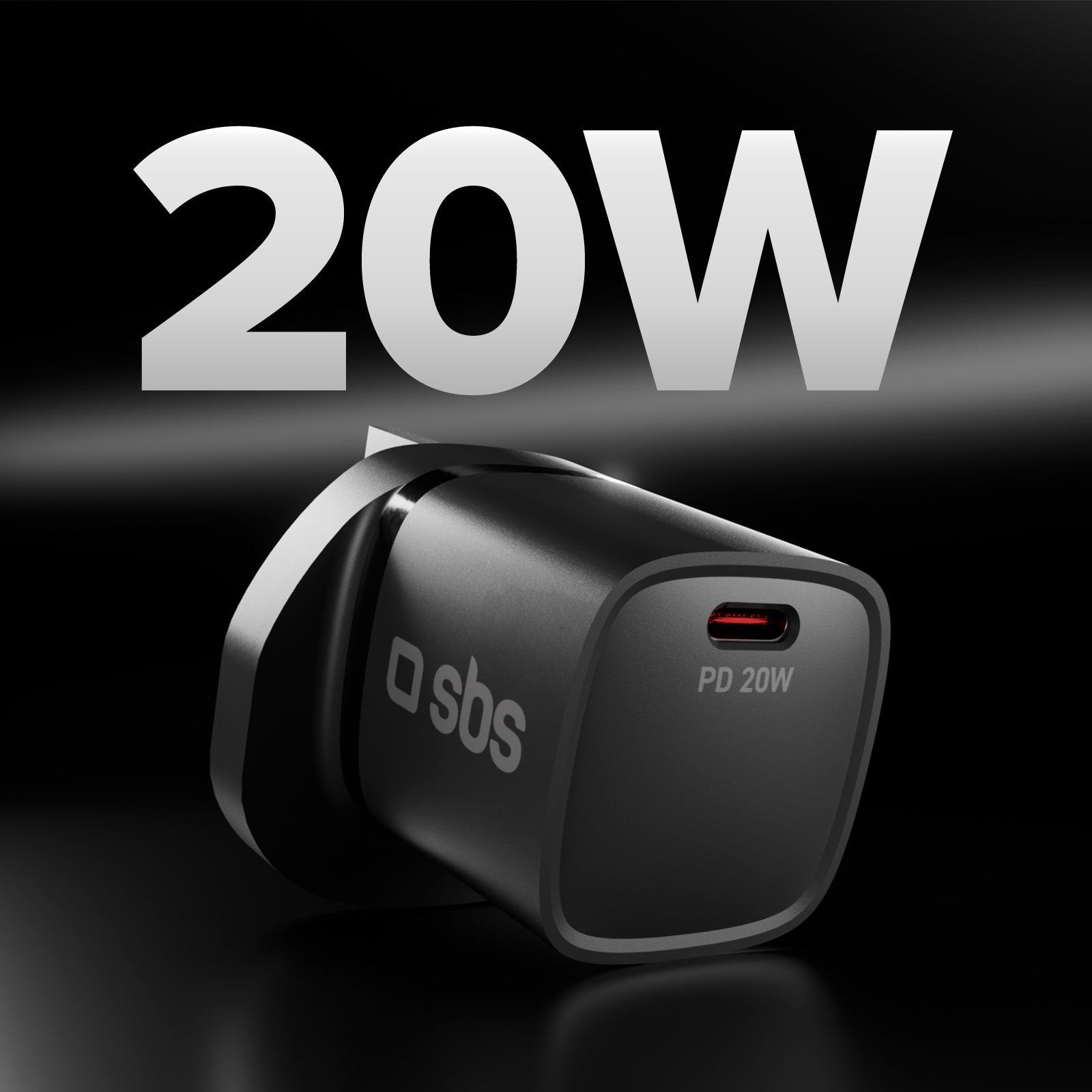 Cargador con puerto USB-C, 20W de potencia y enchufe del Reino Unido