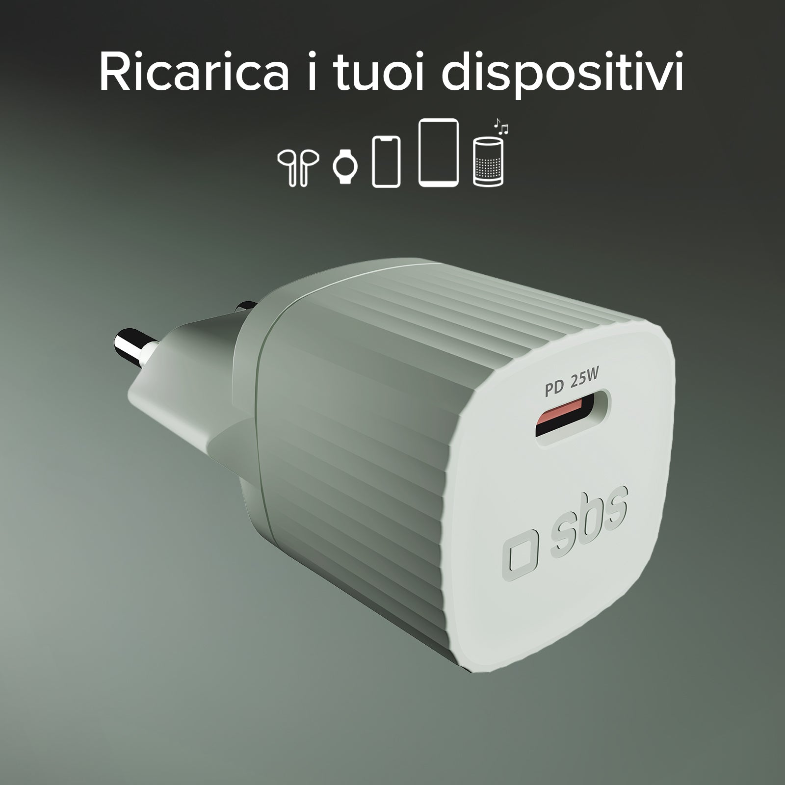 Caricatore caricabatterie con materiale GRS