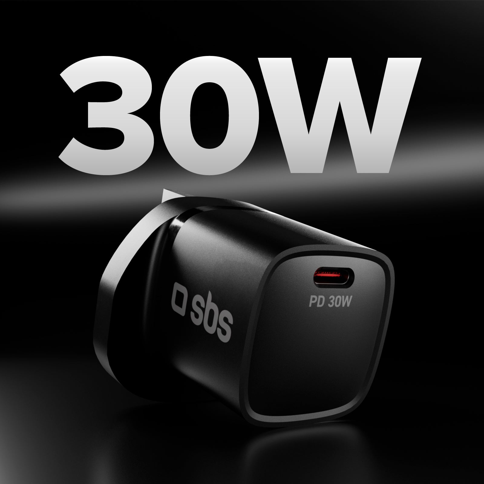 Caricatore caricabatterie con presa USB-C a 30W di potenza e spina inglese UK