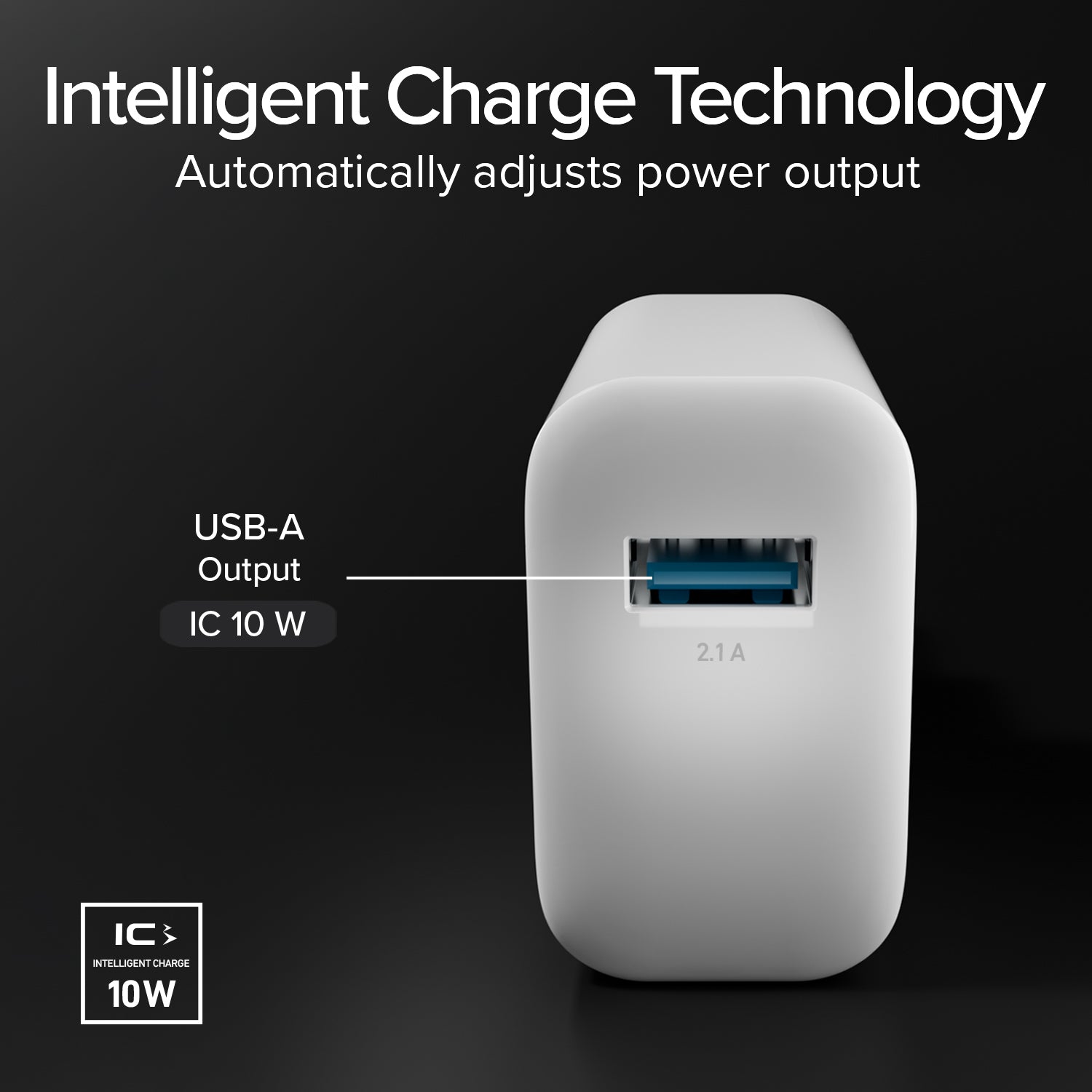Caricabatterie caricatore 10W - carica rapida porta USB 2.1A Intelligent Charge