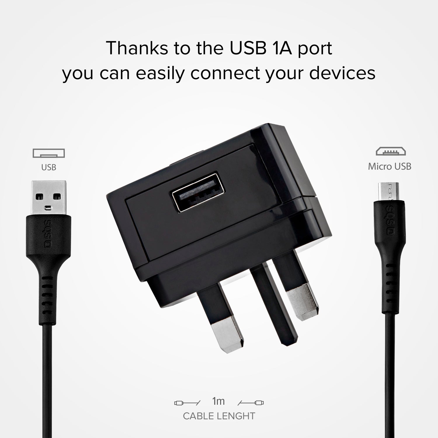 Kit caricatore UK con cavo USB + Micro‑USB