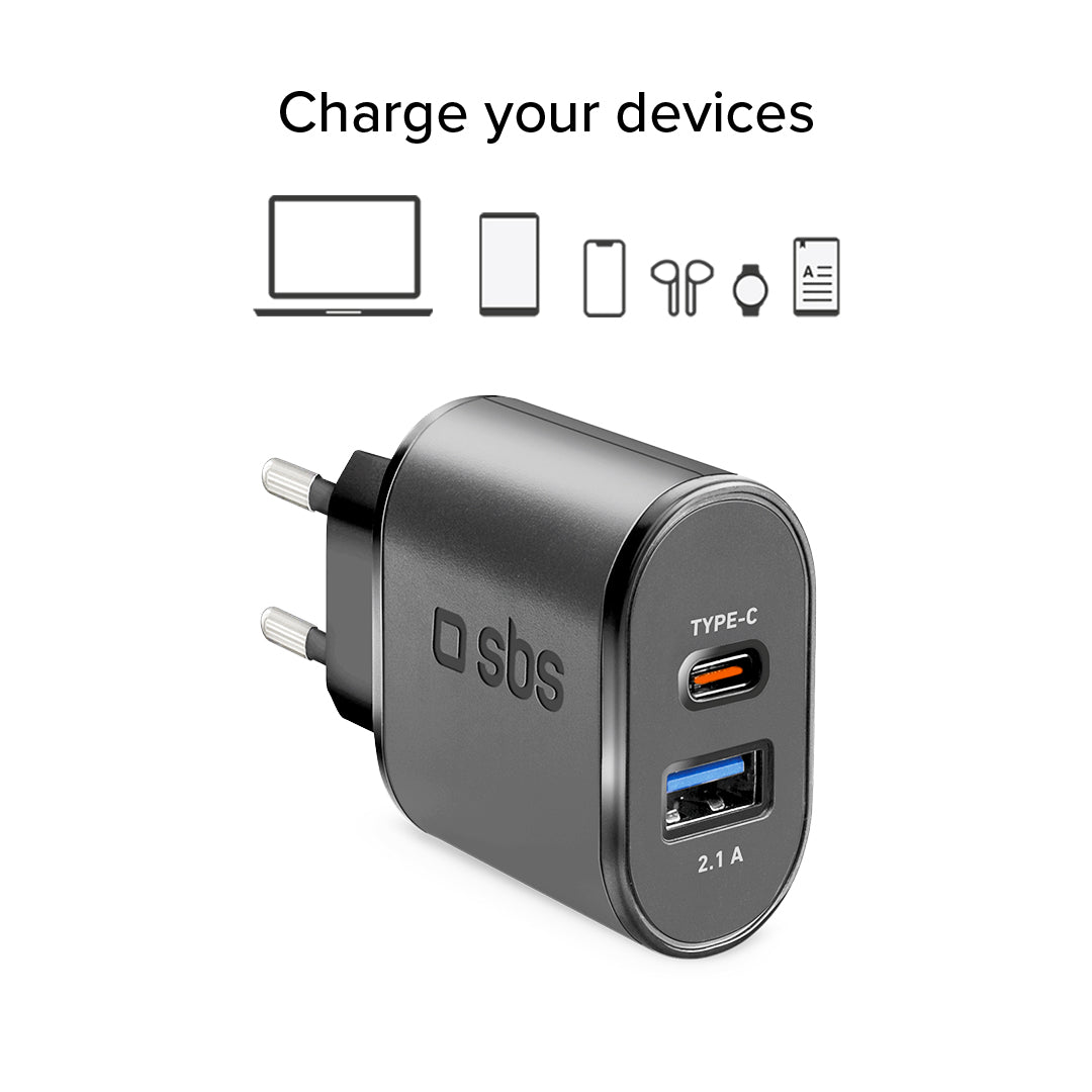 Cargador de viaje USB - Tipo C con carga rápida