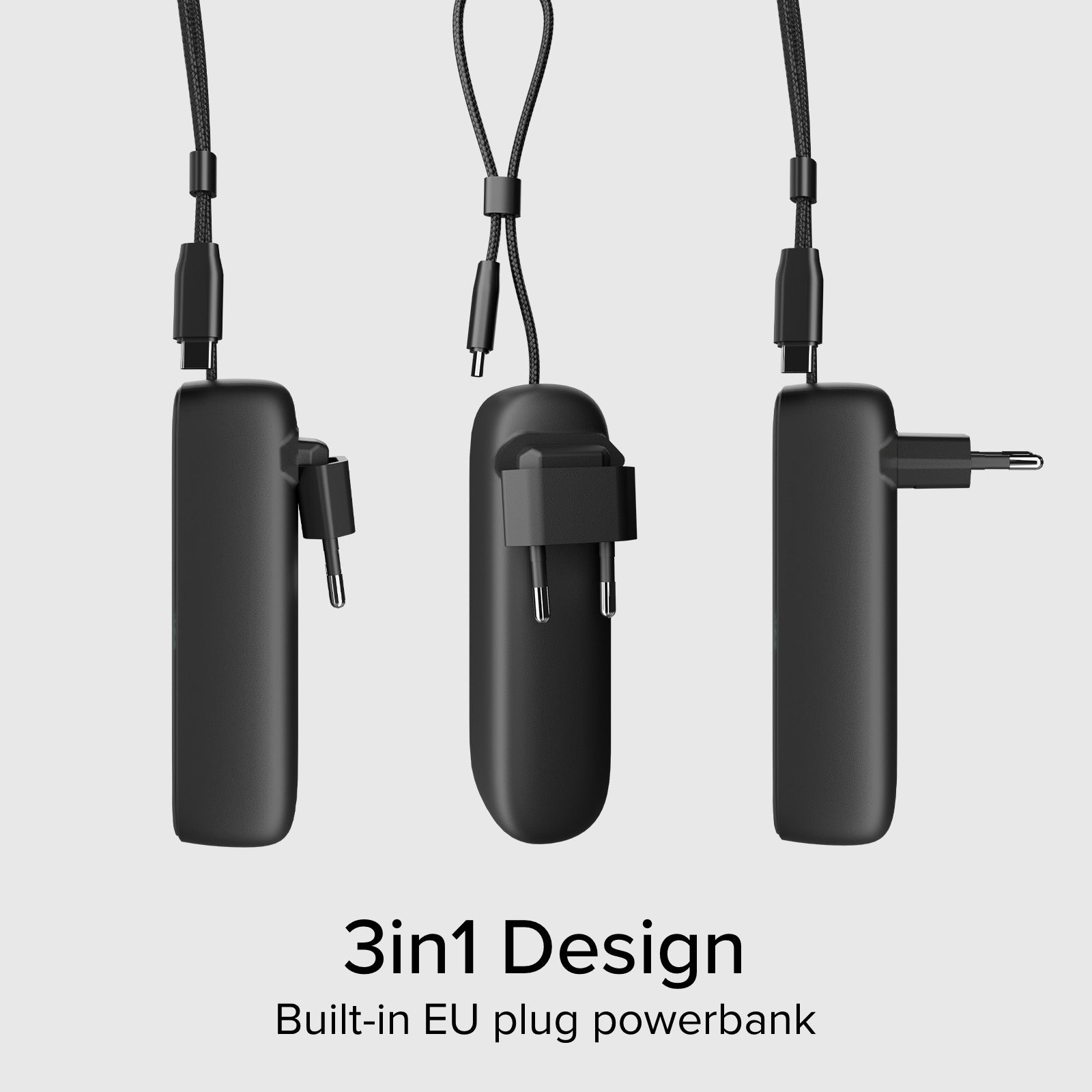 Powerbank Hybride 5000 mAh PD 20 W avec fiche intégrée