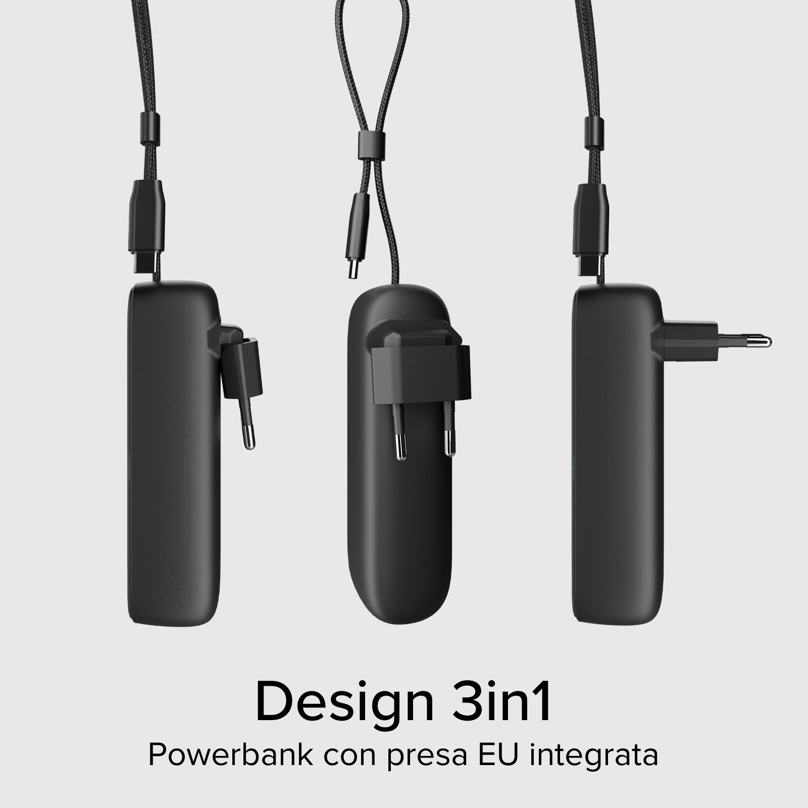 Powerbank Hybride 5000 mAh PD 20 W avec fiche intégrée