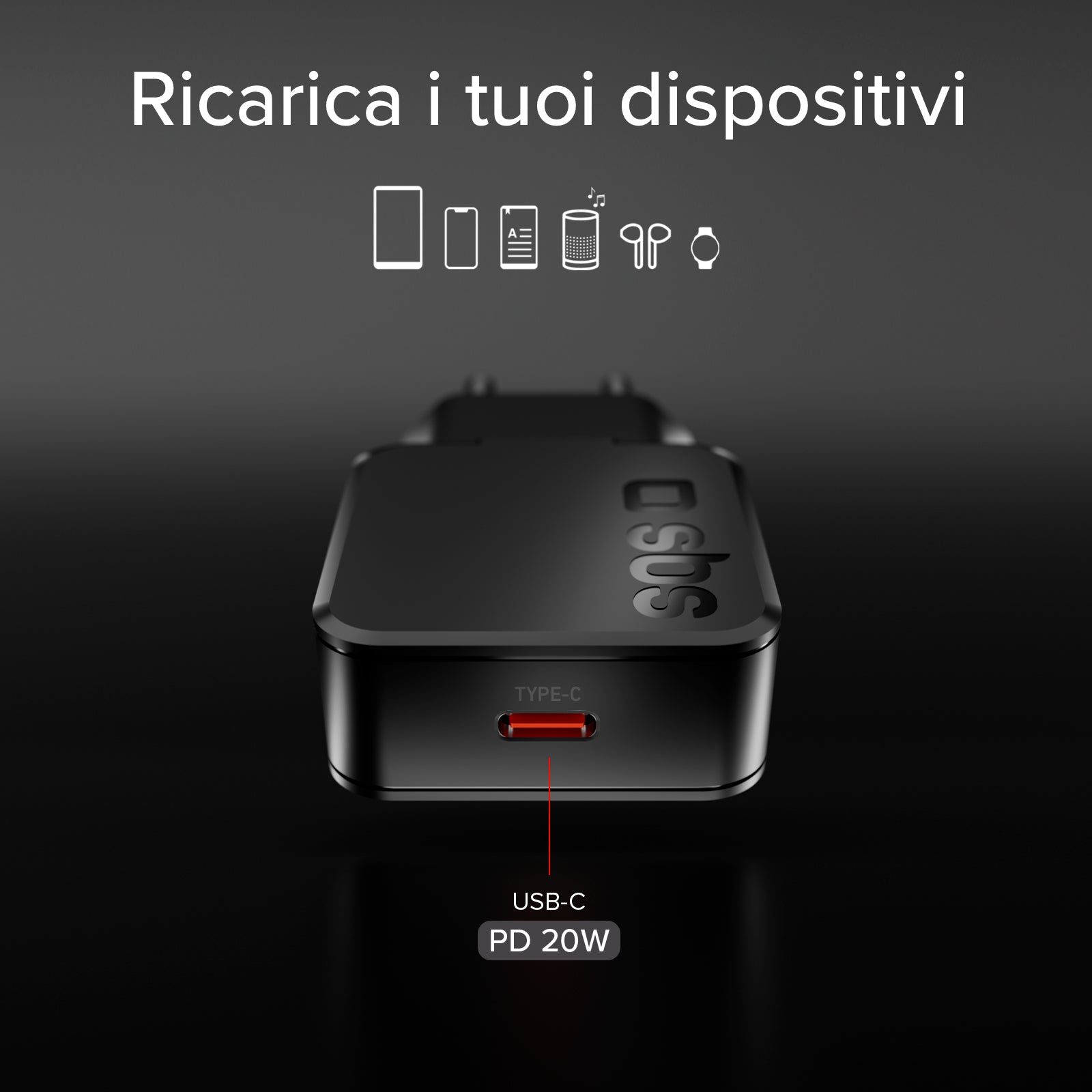 Chargeur mural 20W USB-C Ultra Slim, adapté pour MacBook Neo