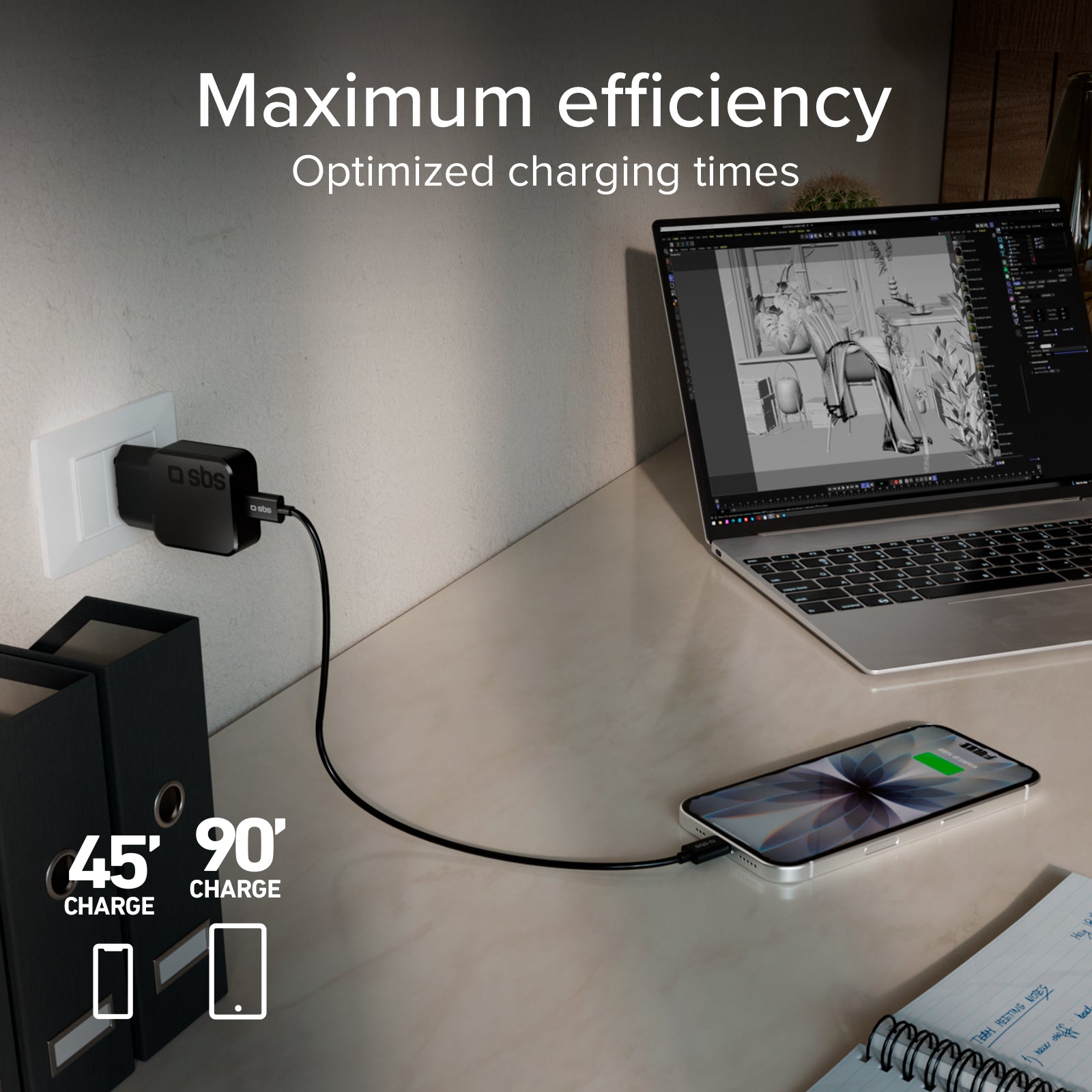 Chargeur mural 20W USB-C Ultra Slim, adapté pour MacBook Neo
