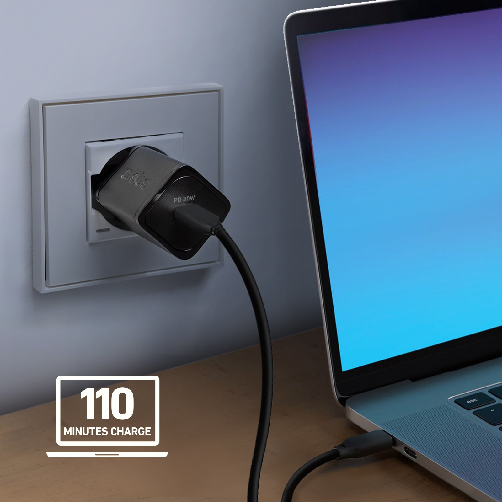 Caricatore caricabatterie ultrarapido GaN da 30 Watt Power Delivery