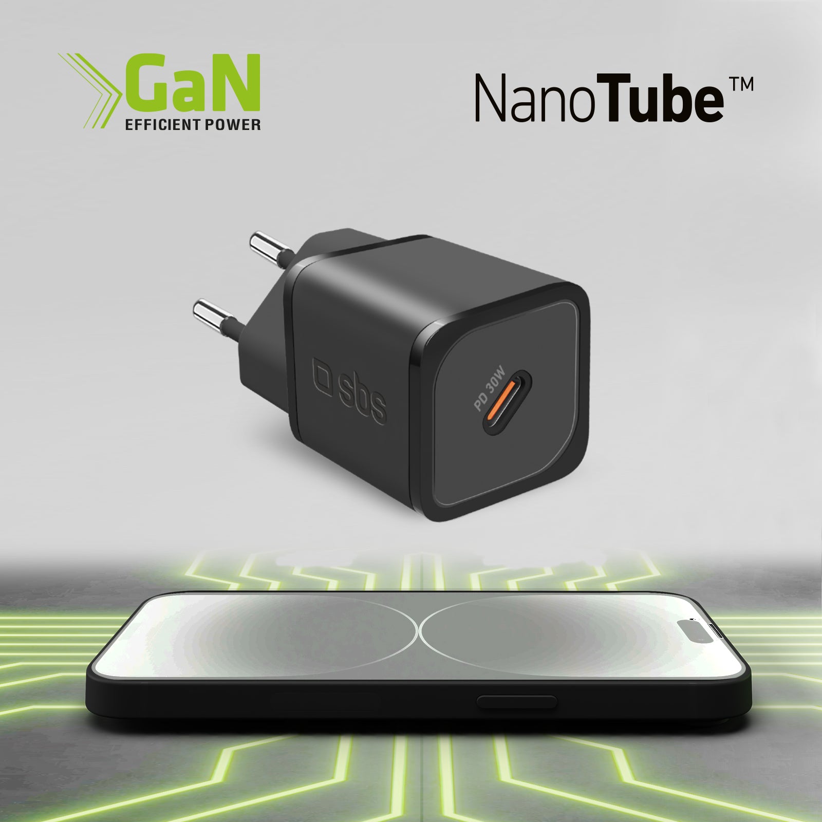 Caricatore caricabatterie ultrarapido GaN da 30 Watt Power Delivery